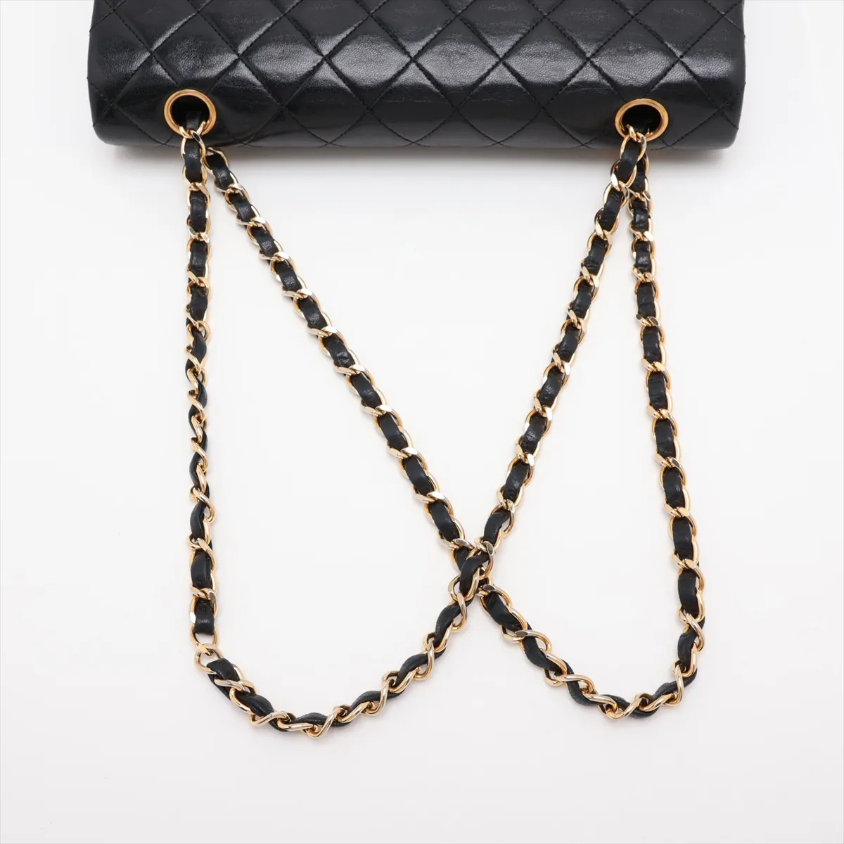 [Individually packaged] Chanel Matelassé 25 Lambskin Double Flap Double Chain Bag, Black with Gold Hardware, 1511055, Series 1, A01112 — view 5