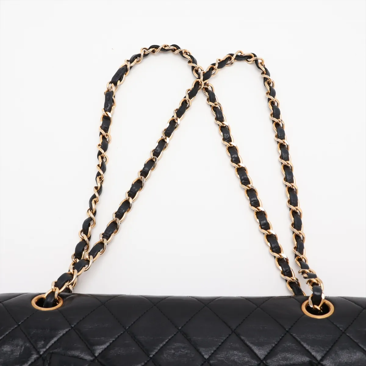 [Individually packaged] Chanel Matelassé 25 Lambskin Double Flap Double Chain Bag, Black with Gold Hardware, 1511055, Series 1, A01112 — view 6