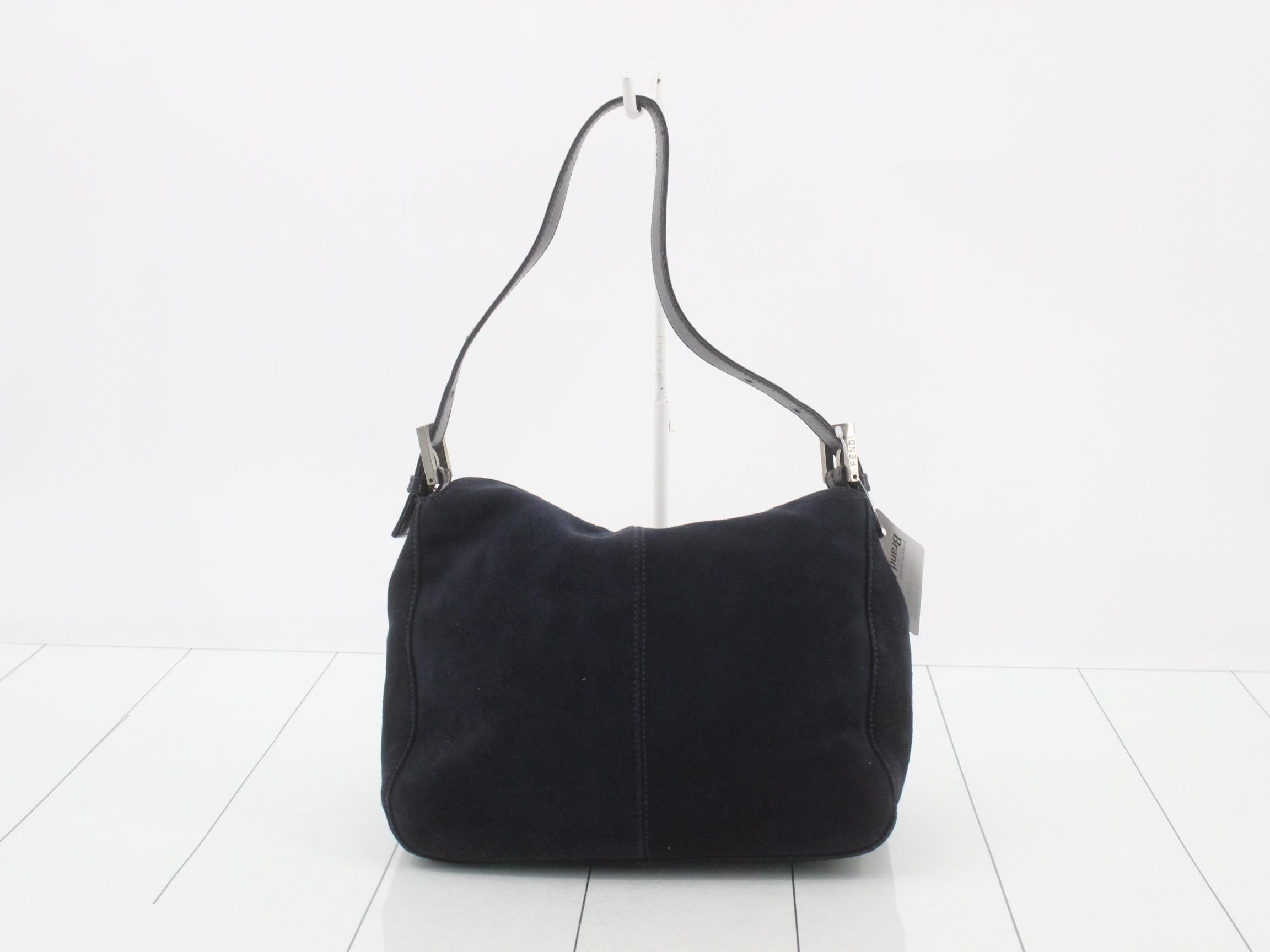 Shoulder bag, suede/leather, navy — view 2