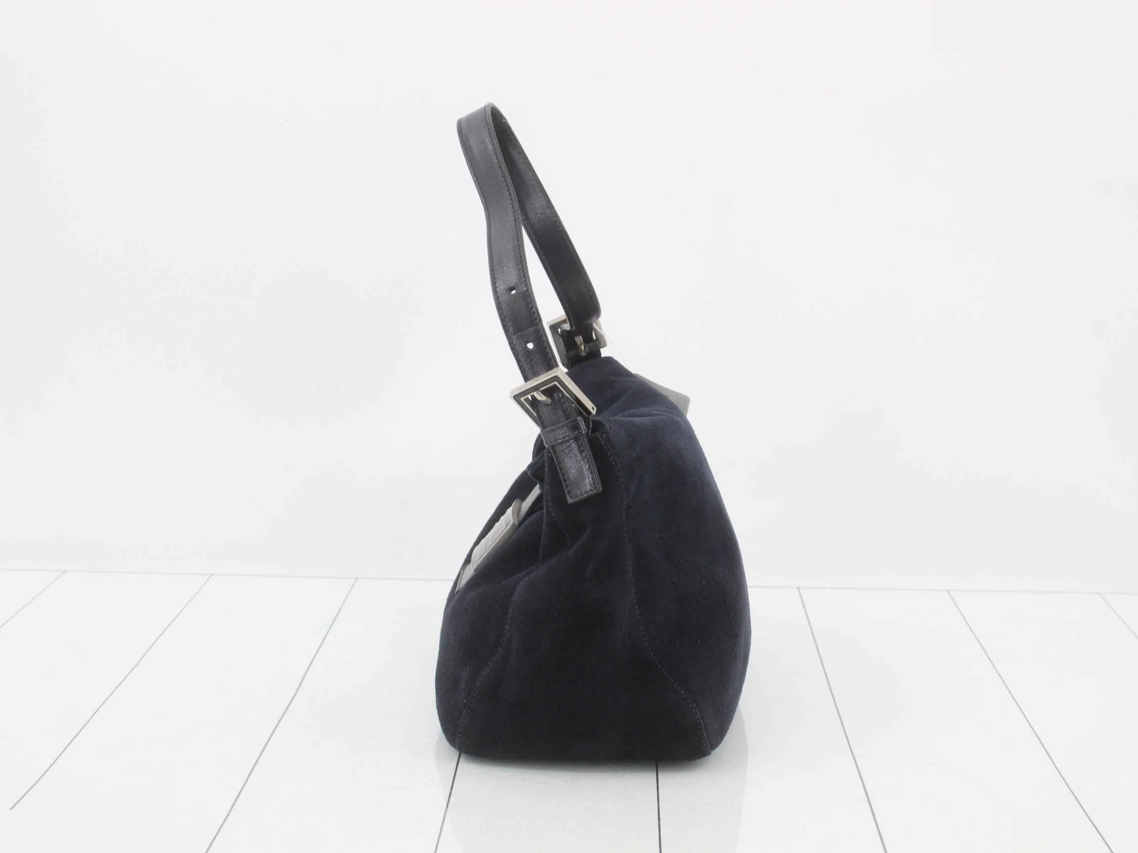 Shoulder bag, suede/leather, navy — view 3