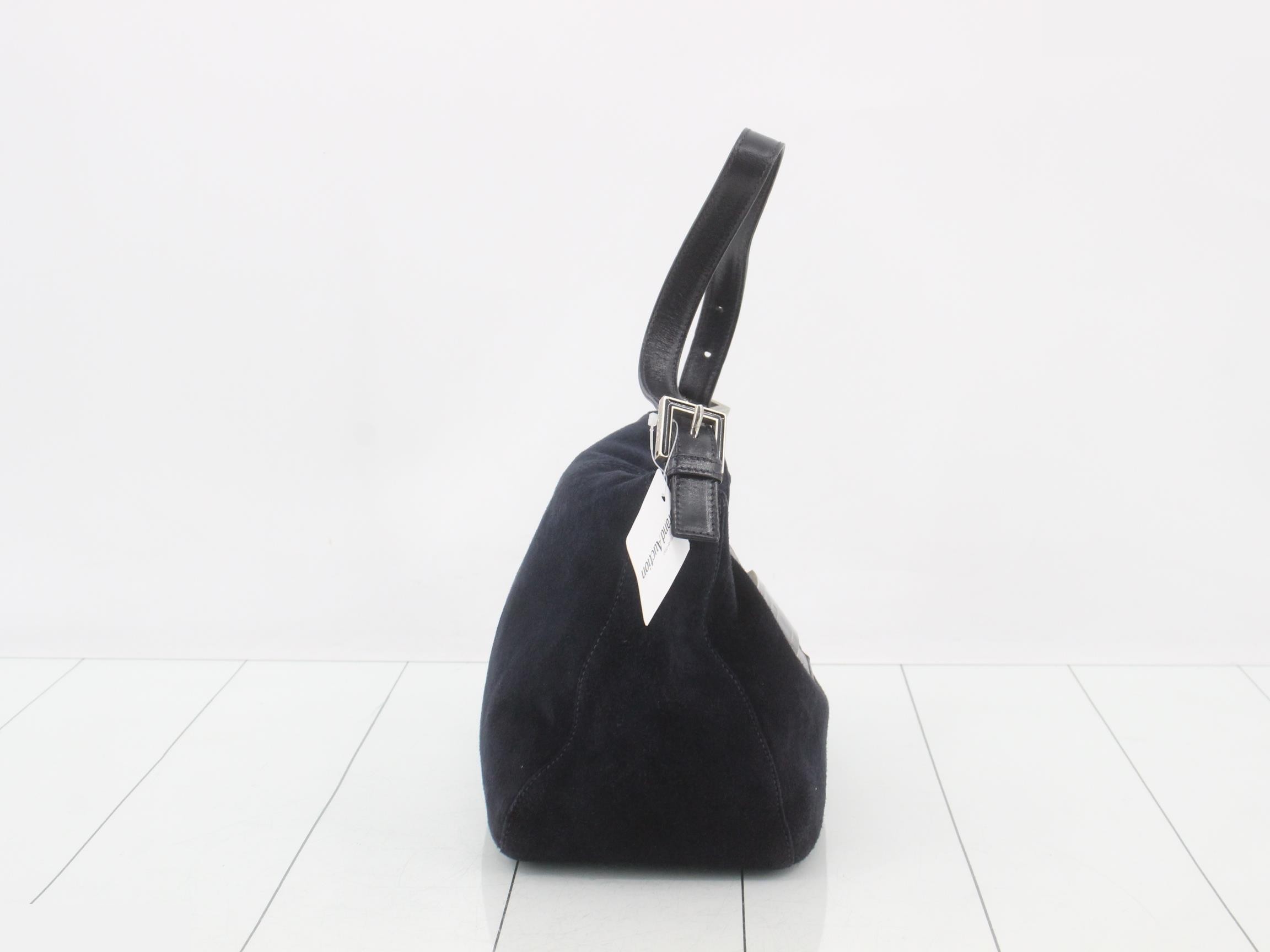 Shoulder bag, suede/leather, navy — view 4