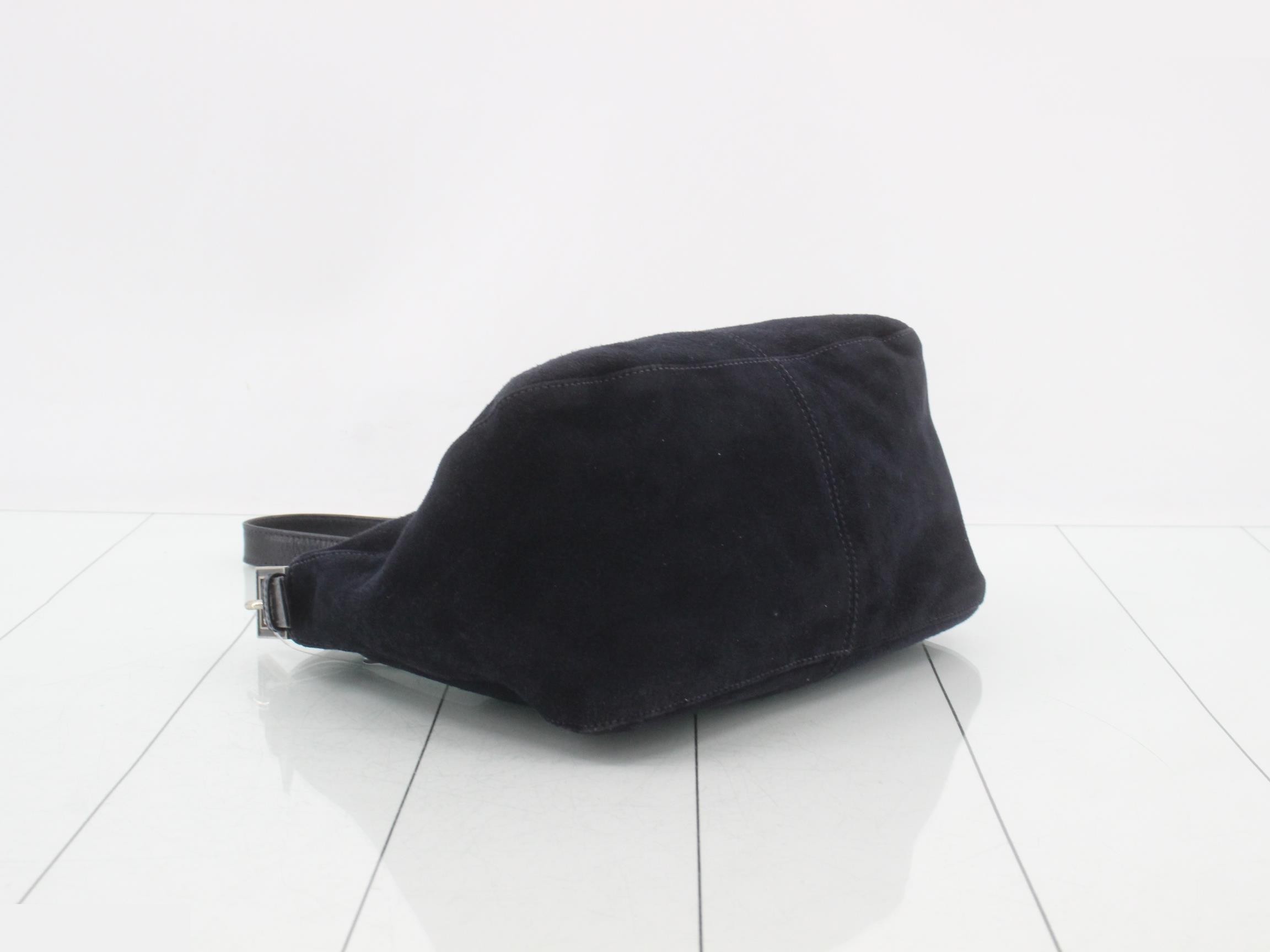 Shoulder bag, suede/leather, navy — view 5