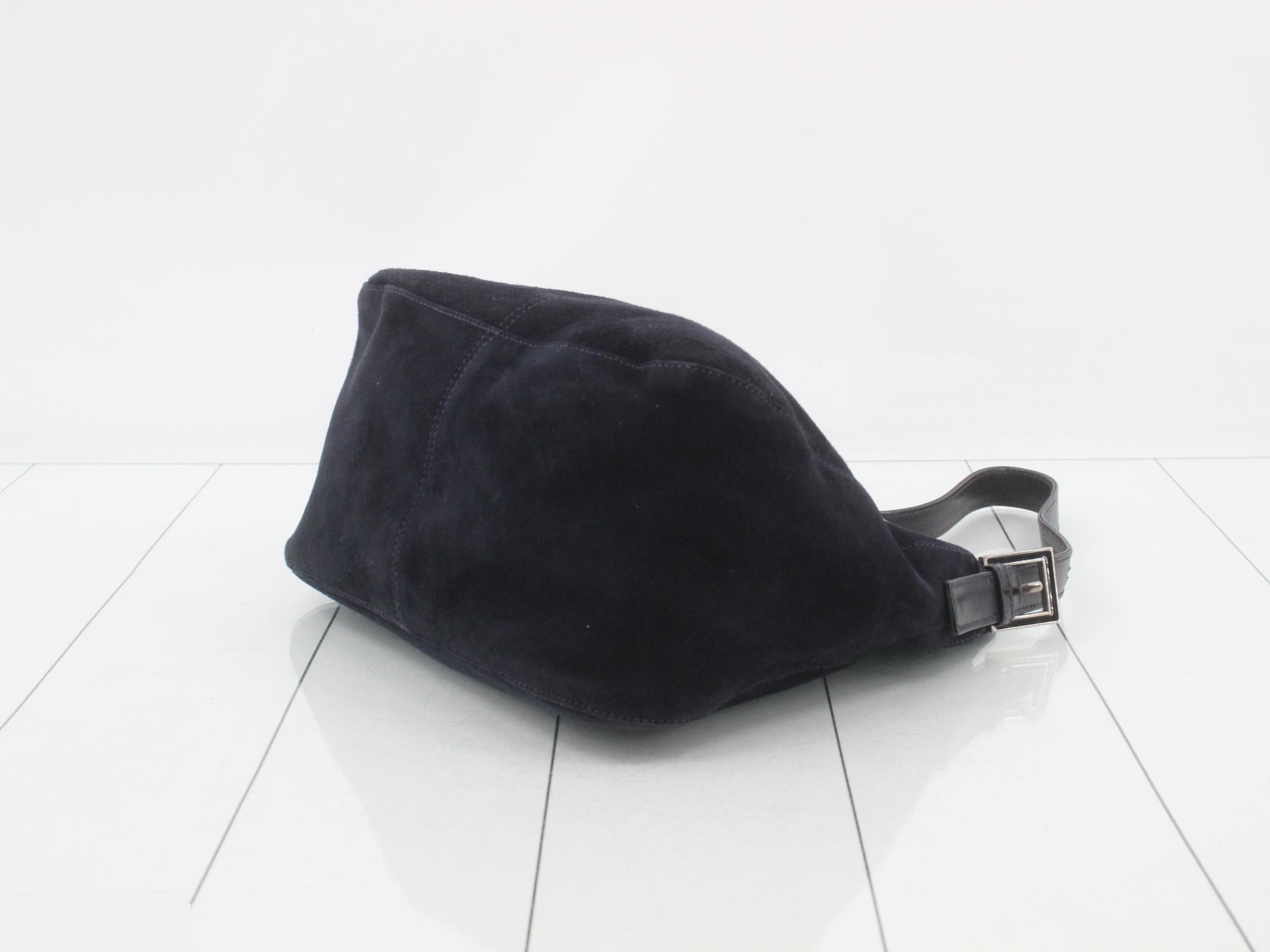 Shoulder bag, suede/leather, navy — view 6