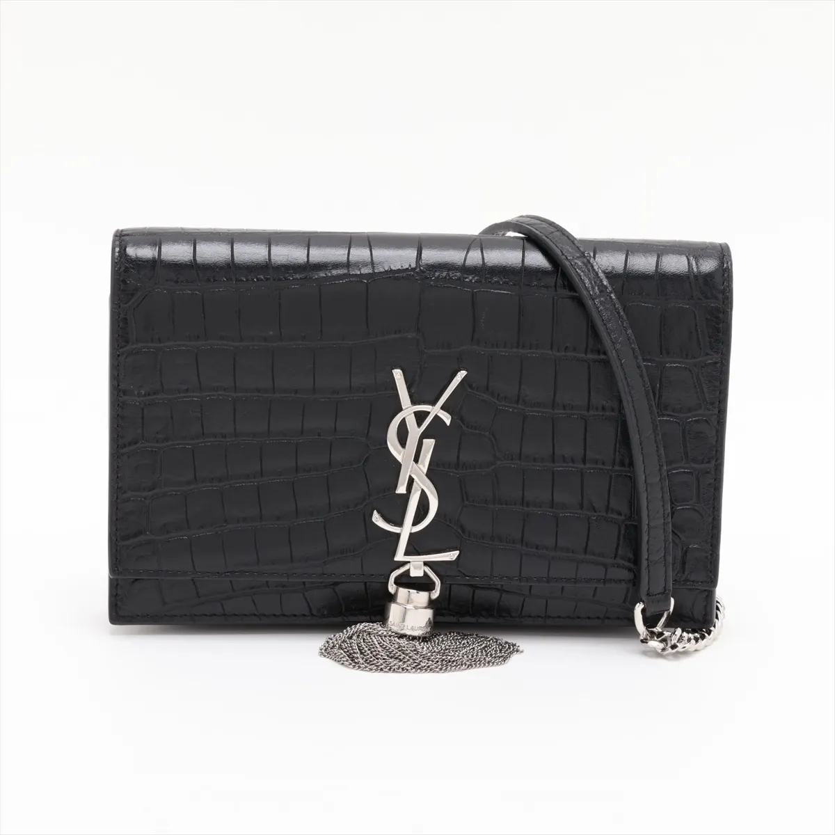 Kate 452159 Crocodile Embossed Chain Wallet Black