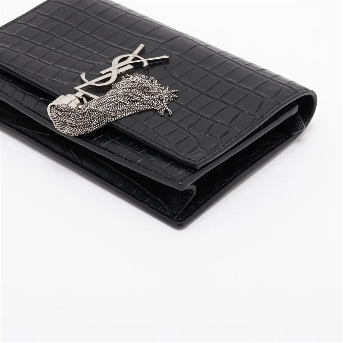 Kate 452159 Crocodile Embossed Chain Wallet Black — view 3