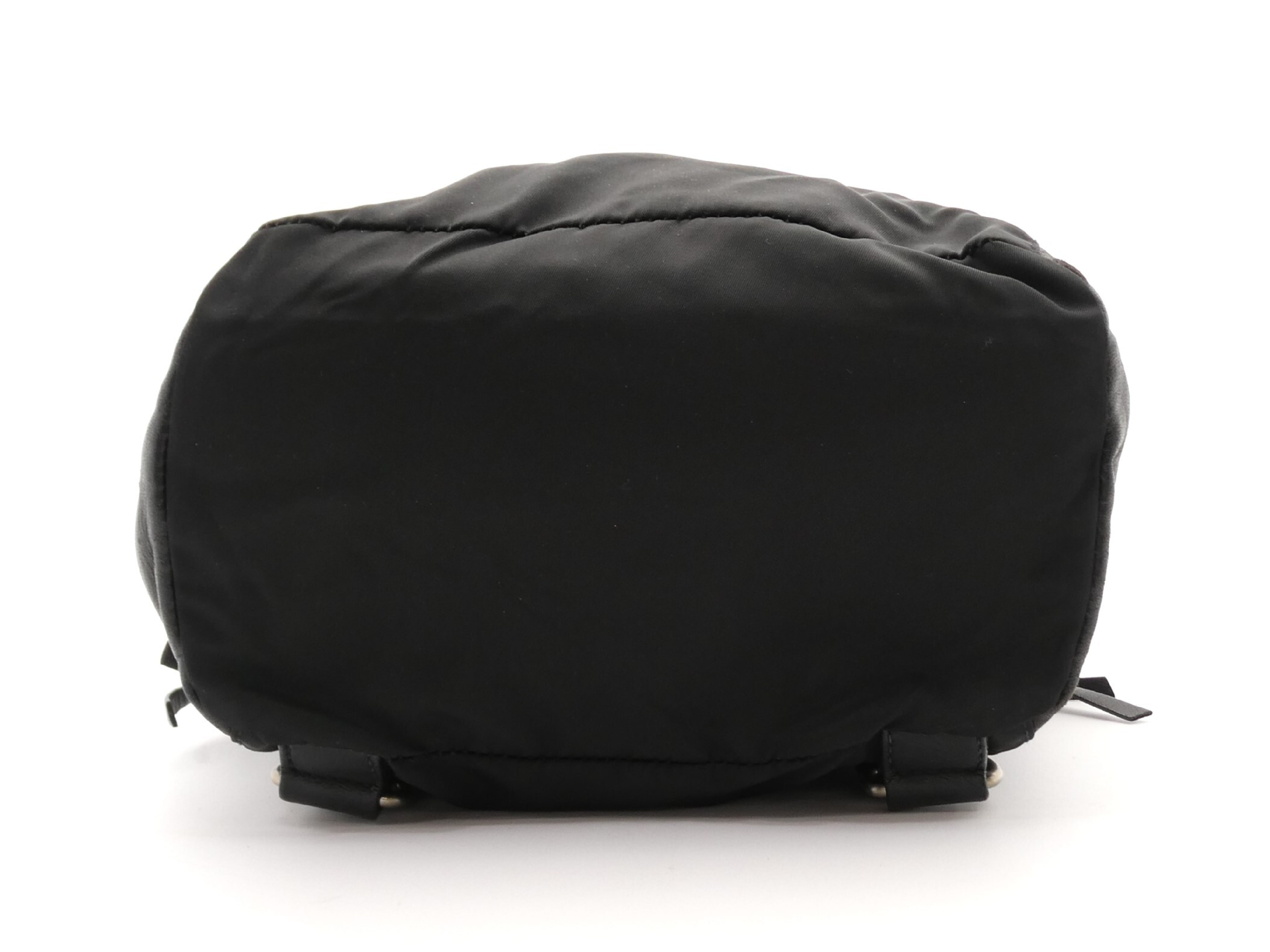 logo plate nylon leather backpack — view 5