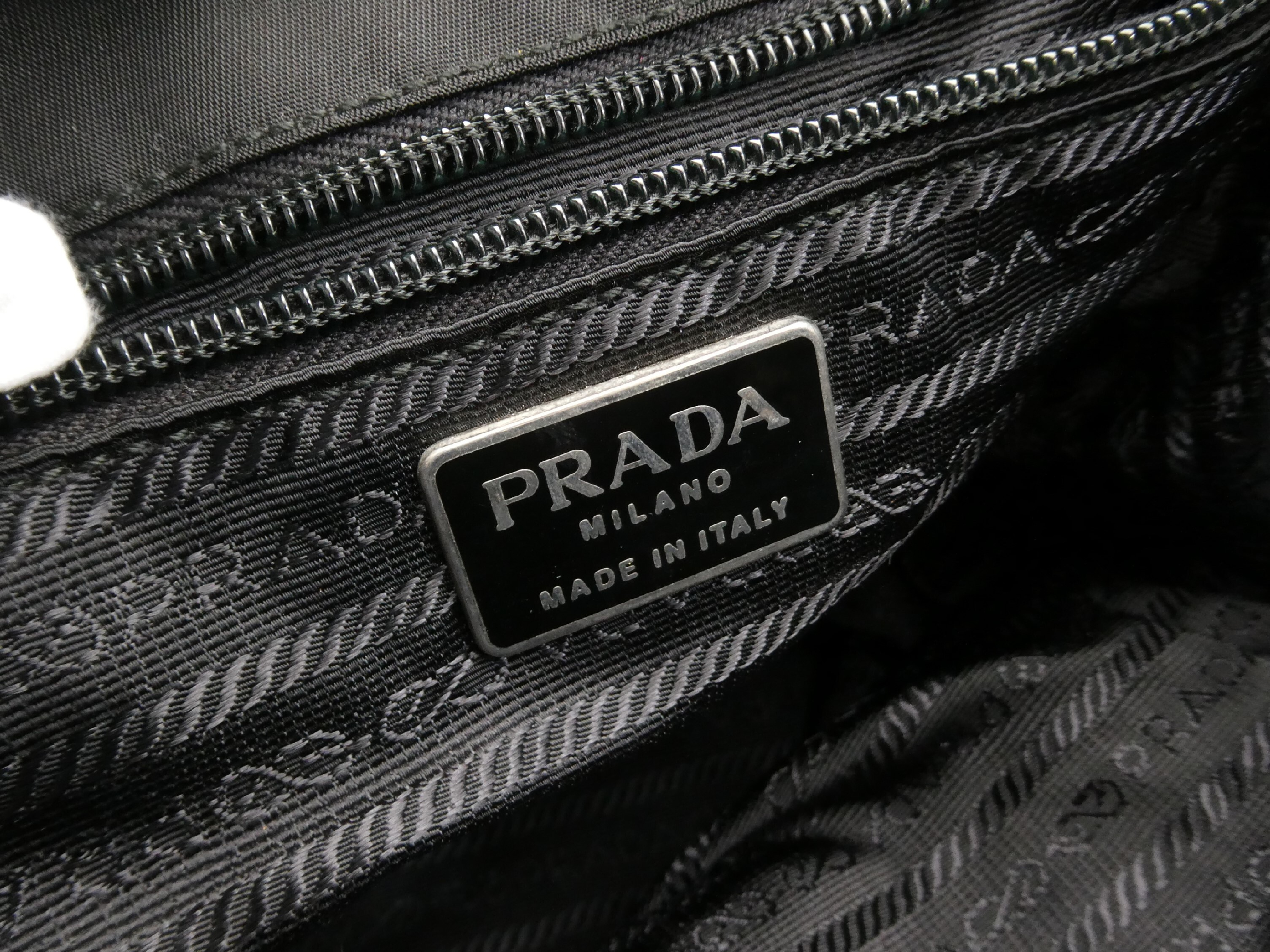 logo plate nylon leather backpack — view 9
