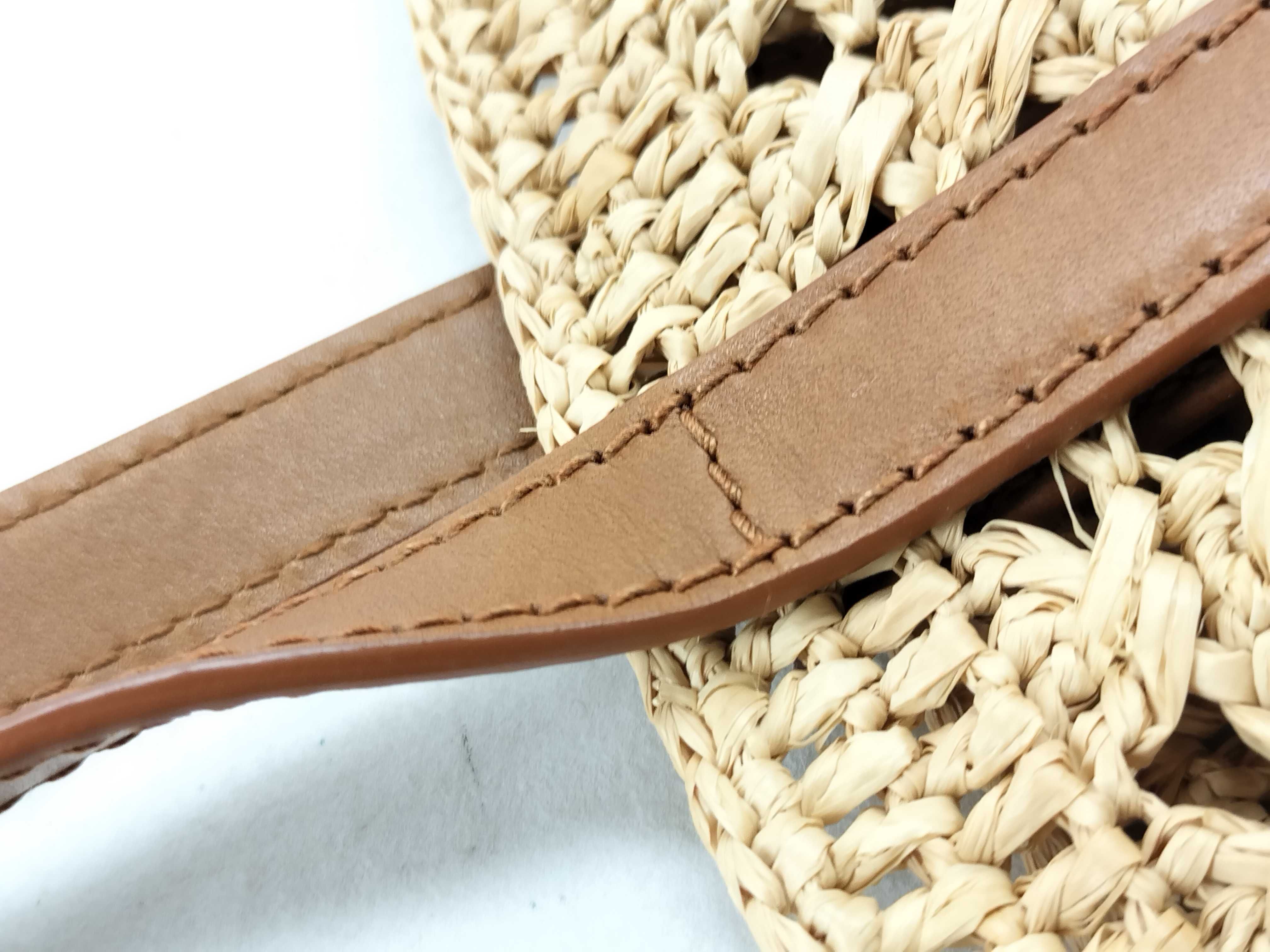 Panier Raffia x Leather Basket Bag Beige x Brown 761457 Shoulder Bag — view 5