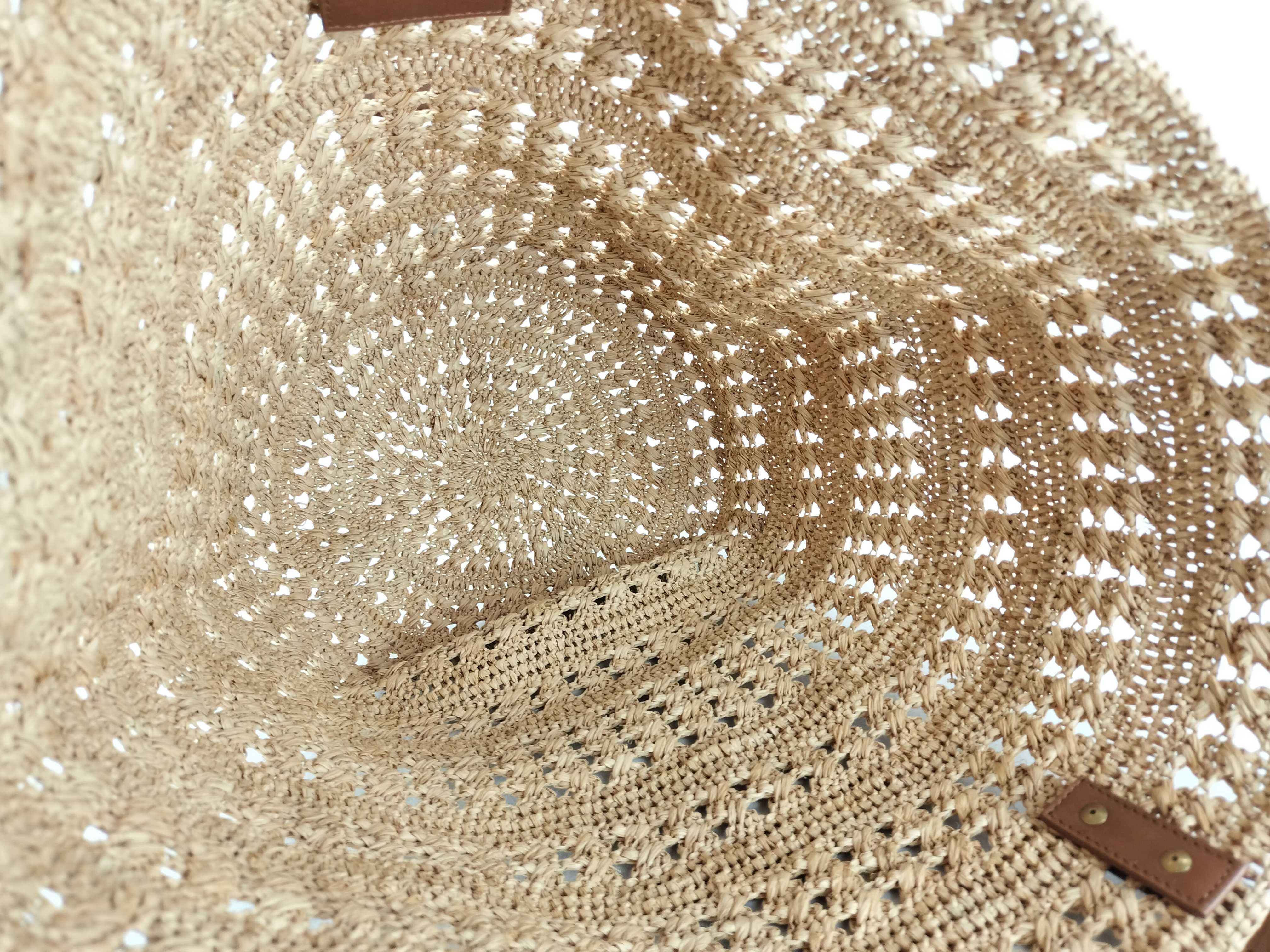 Panier Raffia x Leather Basket Bag Beige x Brown 761457 Shoulder Bag — view 9