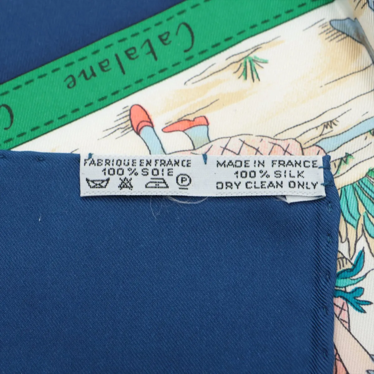 Carre 90 "Costumes Civils Actues" scarf, silk, blue x green. Has — view 6