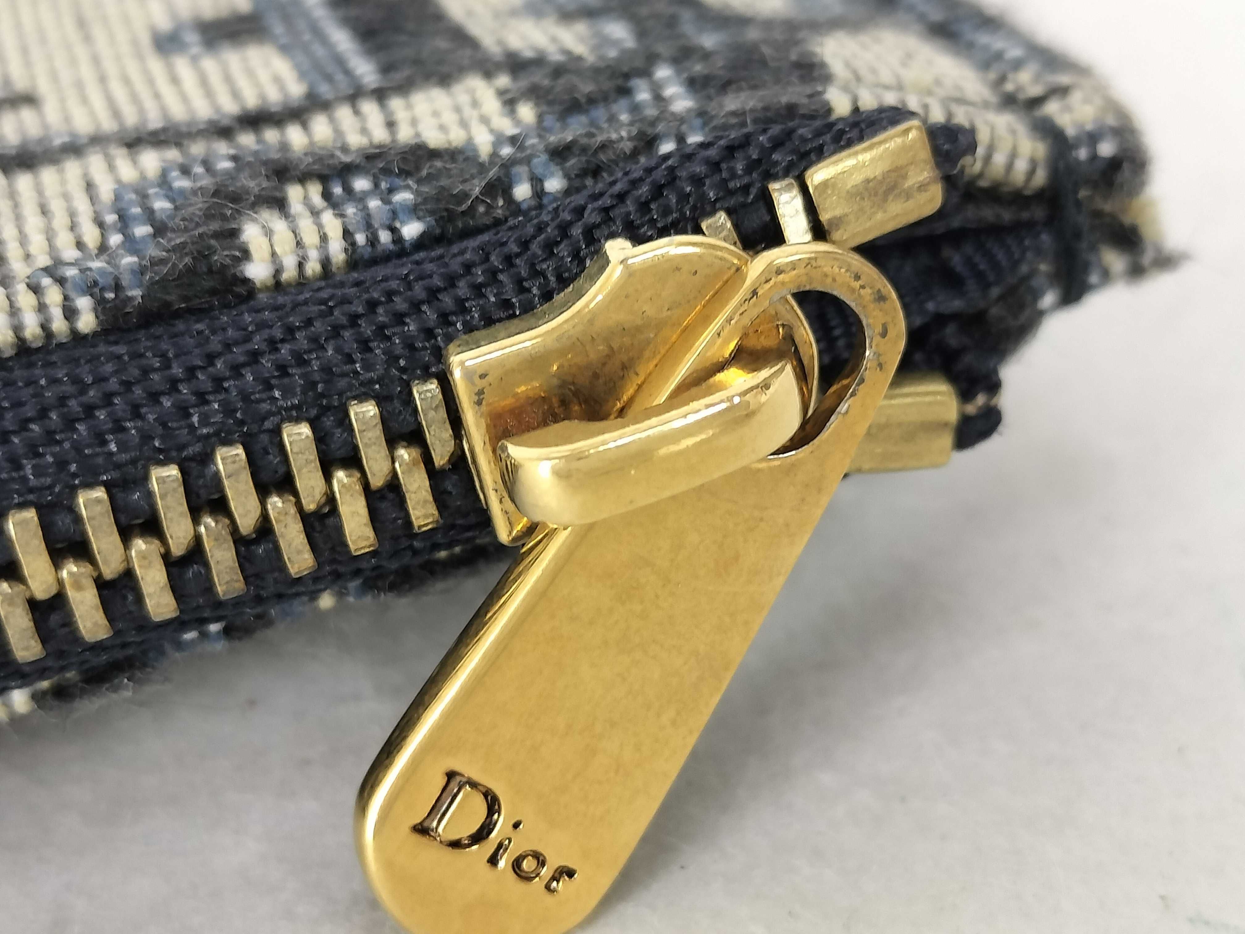 Oblique Canvas x Leather Chain Wallet Navy — view 13