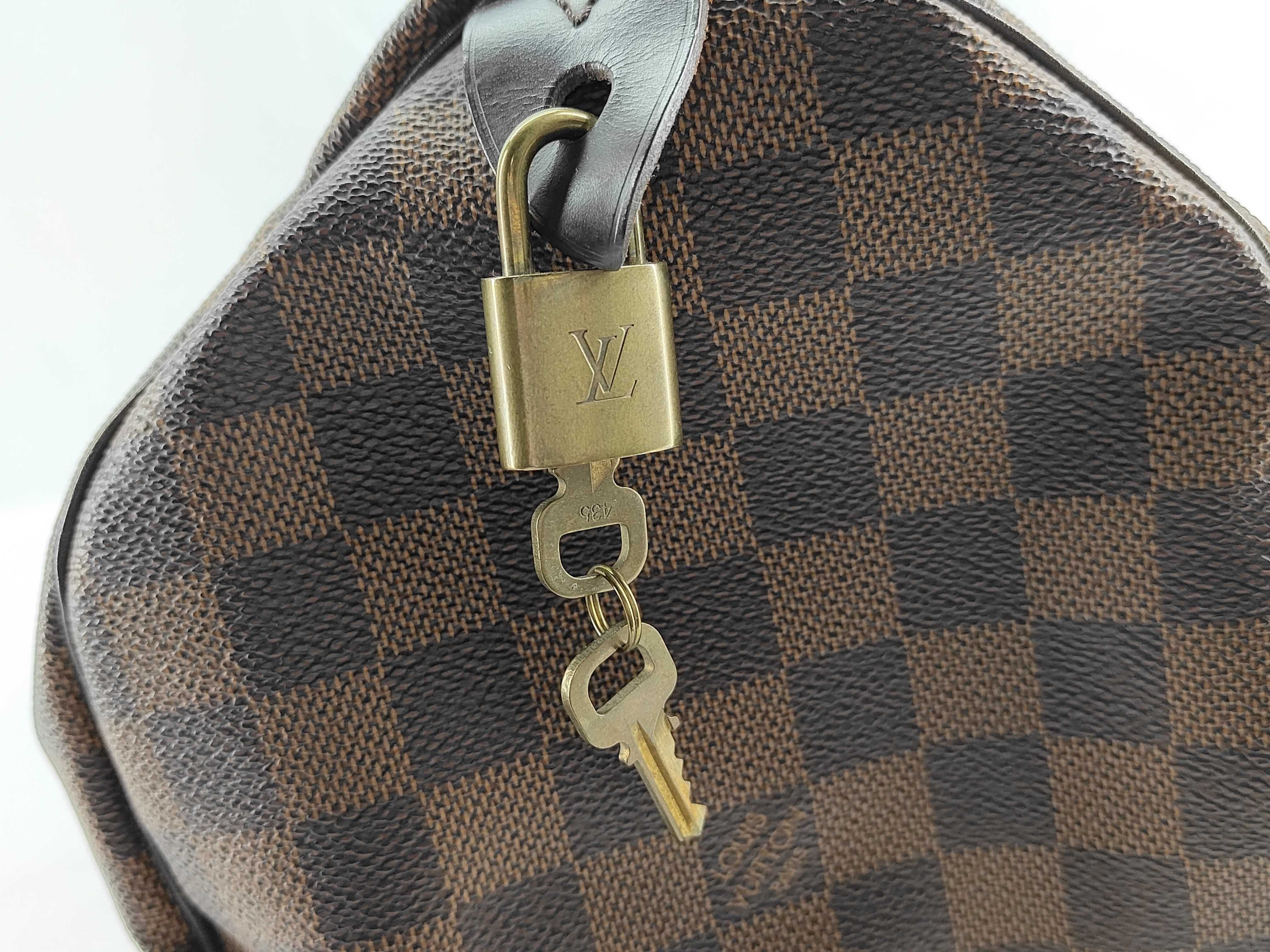 Damier ID- Bag Canvas Damier Speedy 35 Brown #N41523 RI2112 Tote Bag — view 9