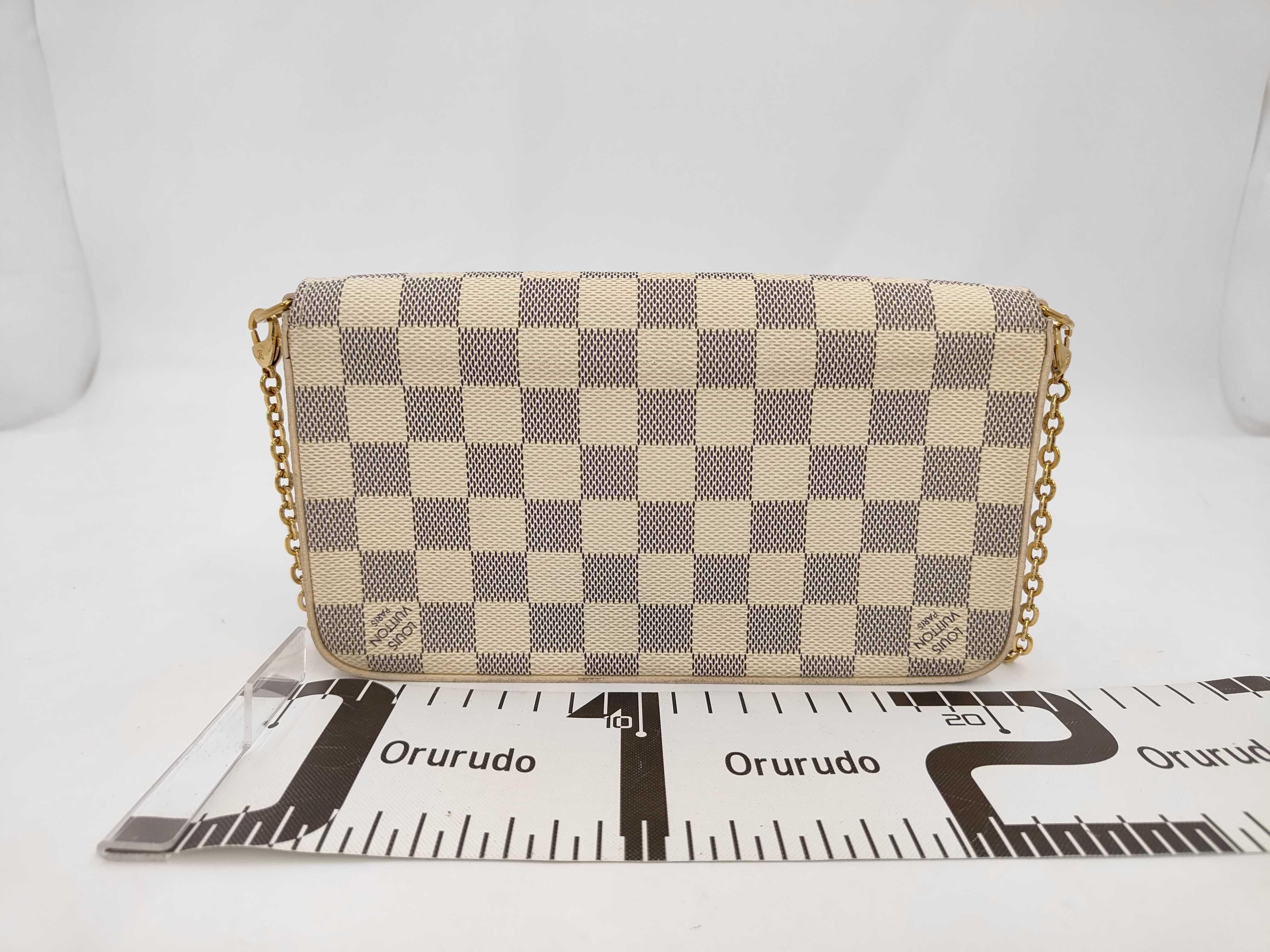 Felicie Pochette Ivory Damier Azur Gold Hardware Pouch — view 2