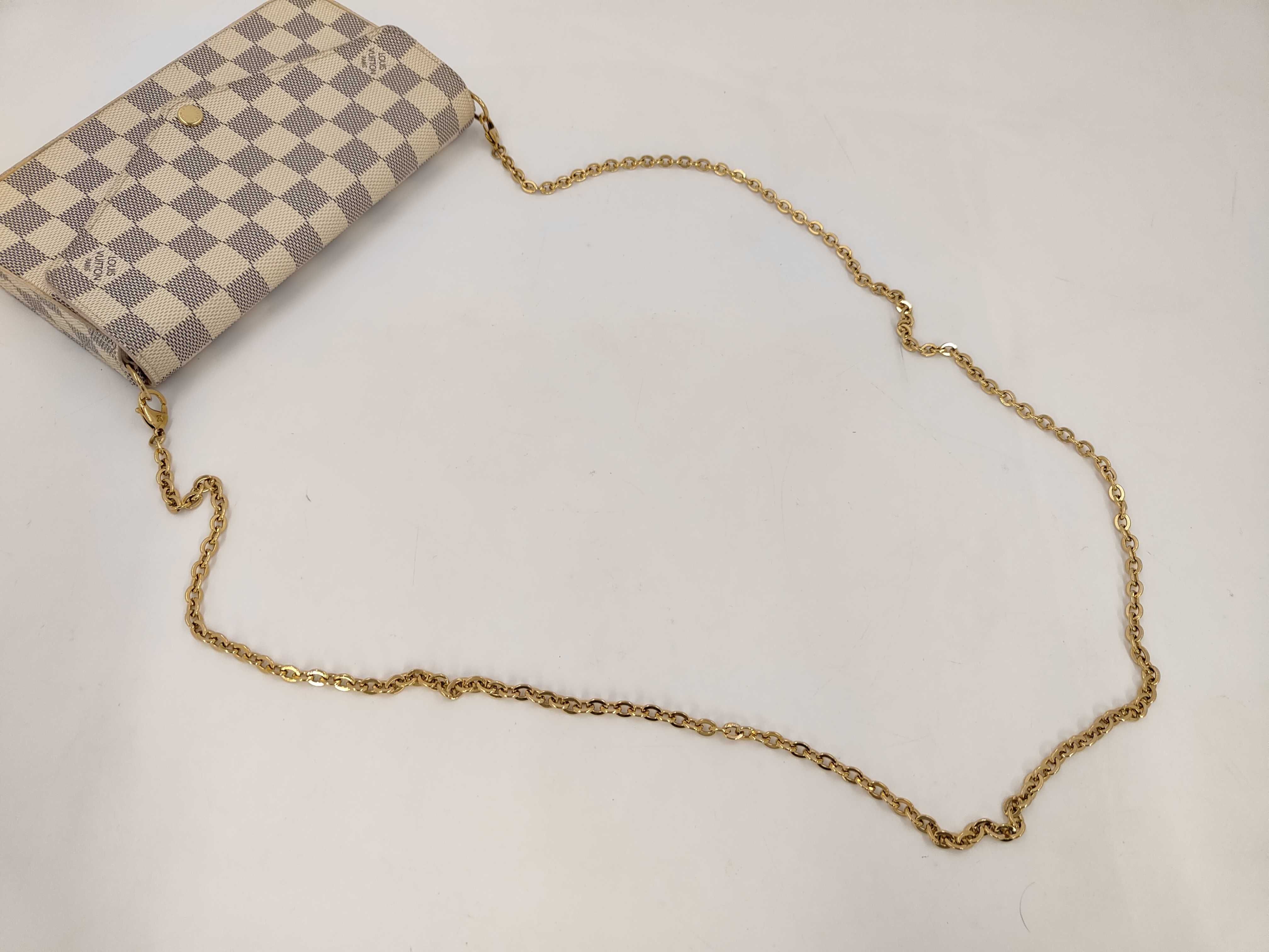 Felicie Pochette Ivory Damier Azur Gold Hardware Pouch — view 3