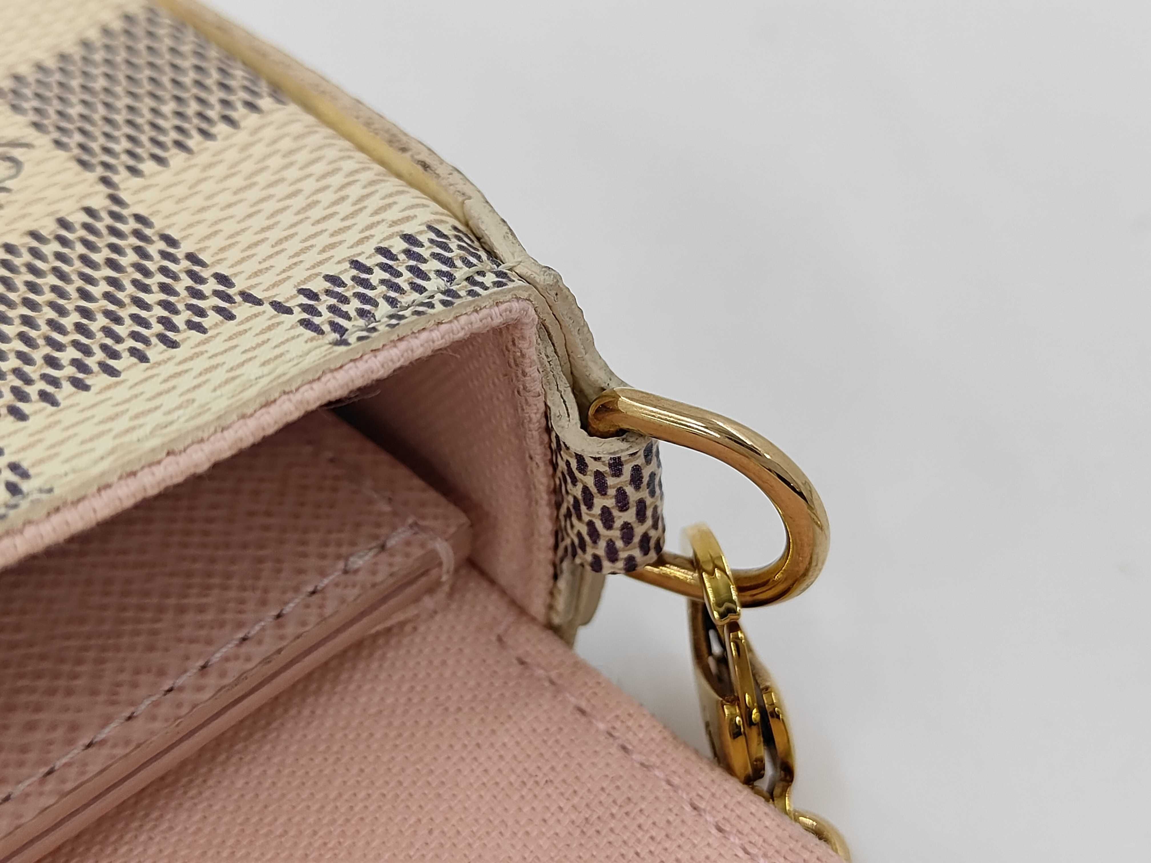 Felicie Pochette Ivory Damier Azur Gold Hardware Pouch — view 5