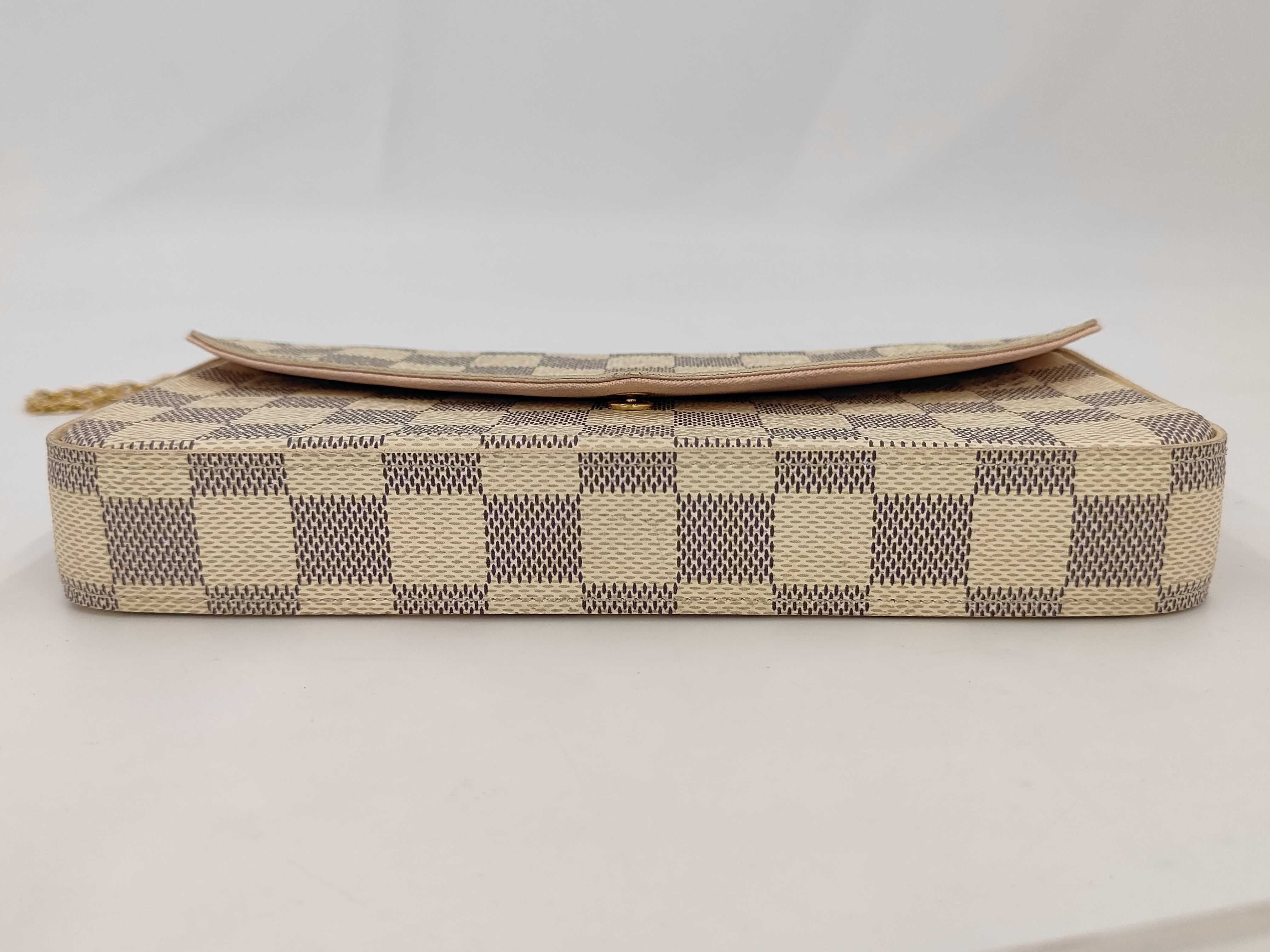 Felicie Pochette Ivory Damier Azur Gold Hardware Pouch — view 6