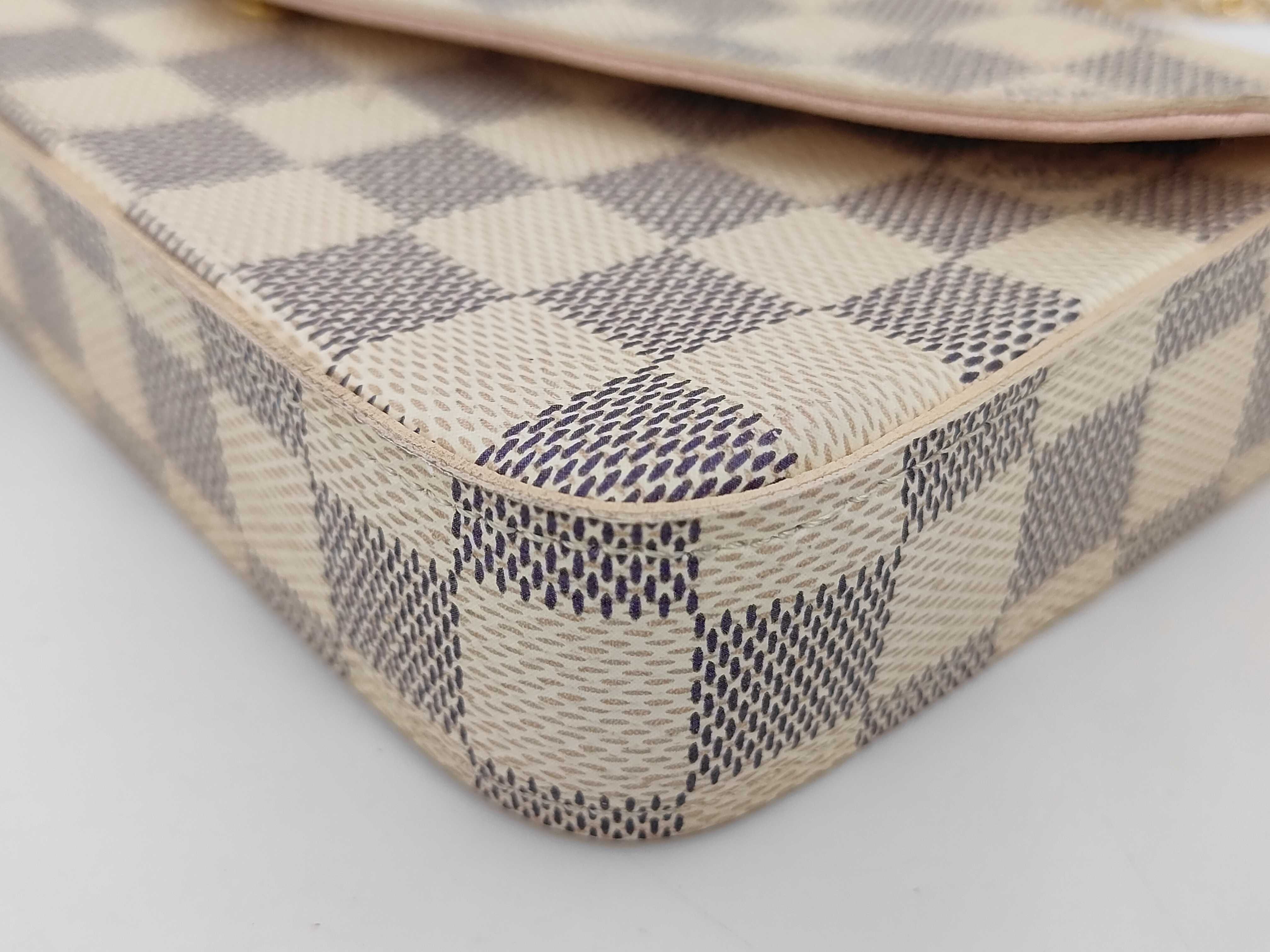 Felicie Pochette Ivory Damier Azur Gold Hardware Pouch — view 7