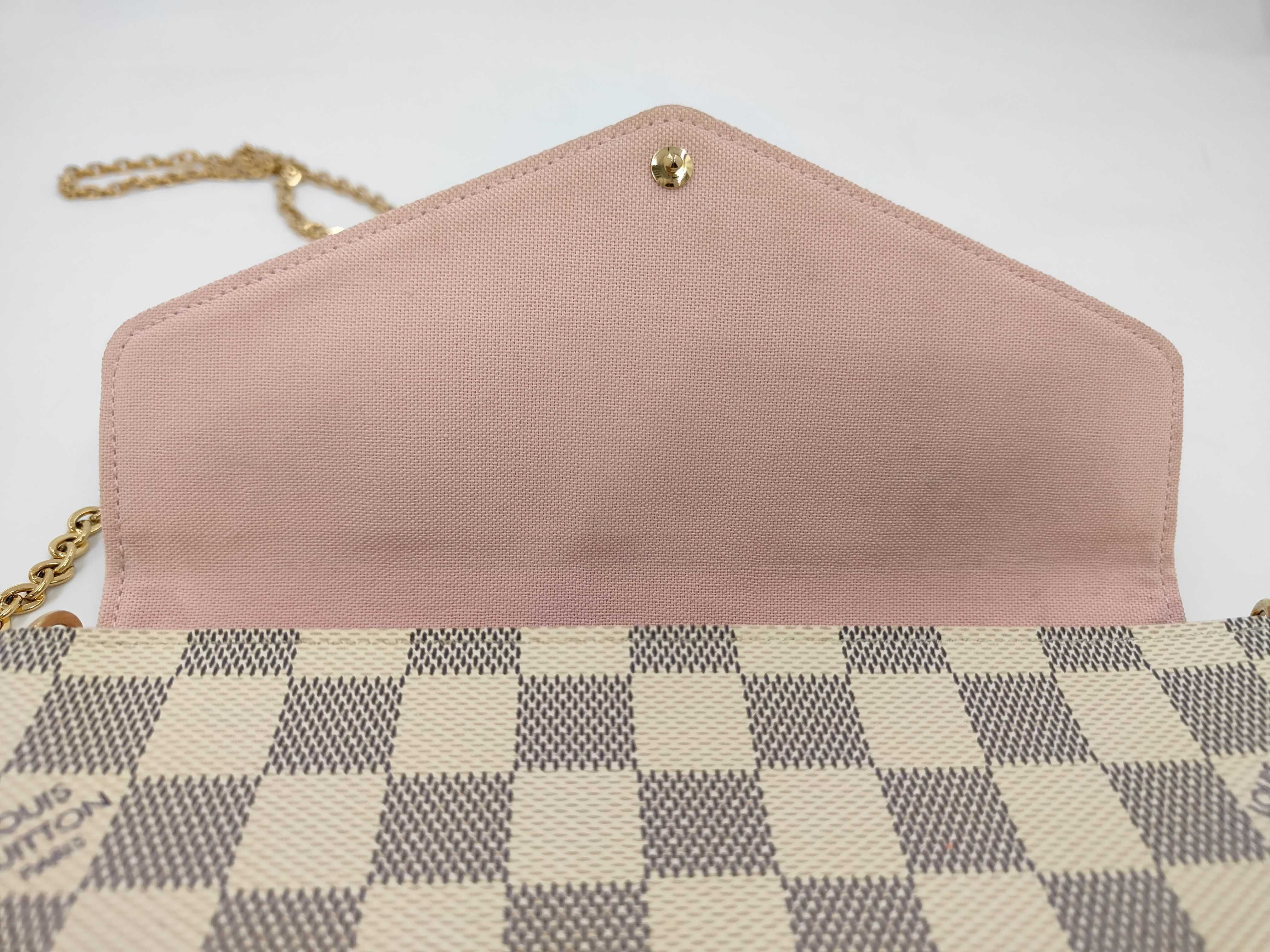 Felicie Pochette Ivory Damier Azur Gold Hardware Pouch — view 8
