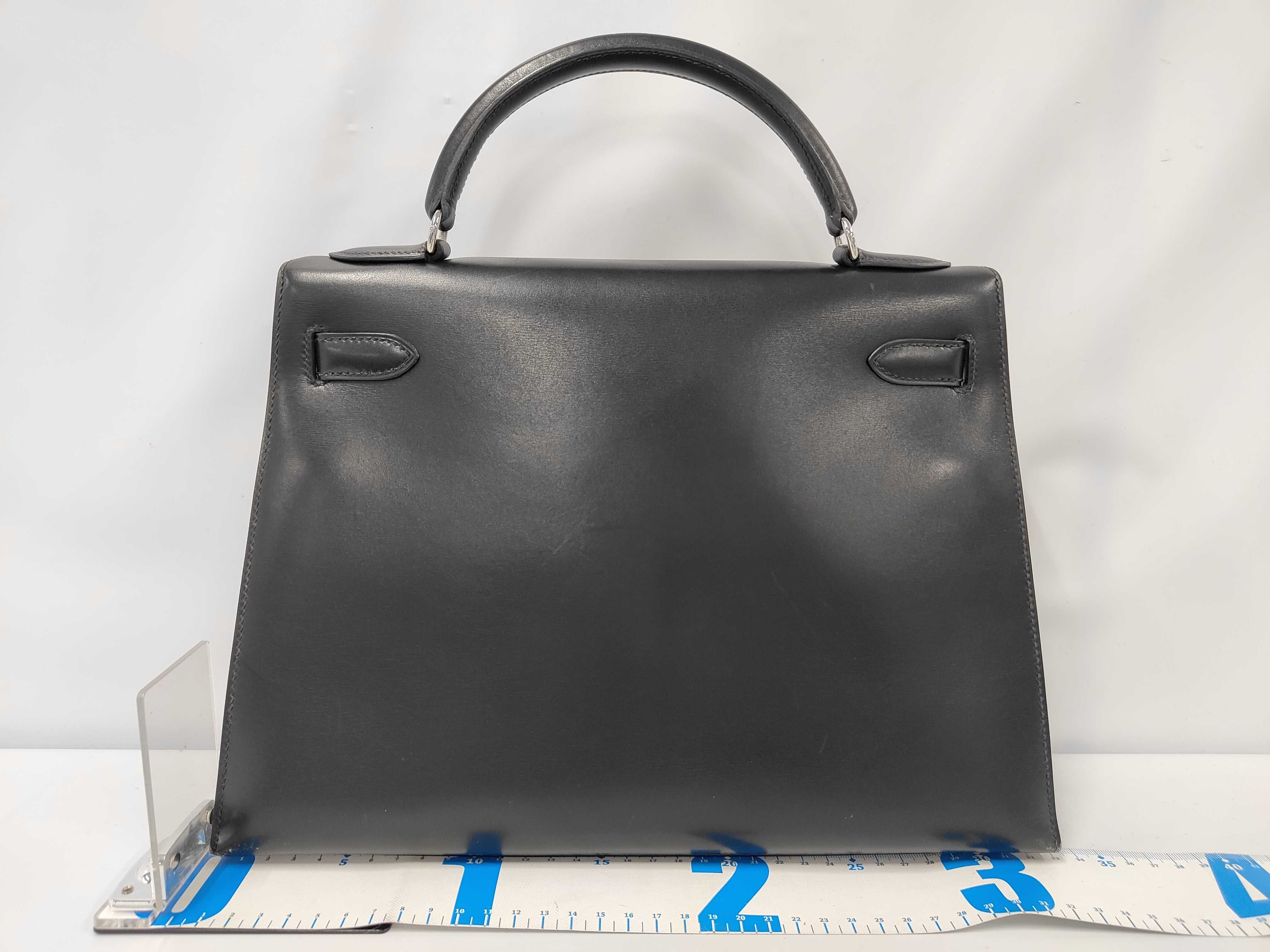 Kelly 32 D Box Calf Black Silver Hardware Handbag — view 2