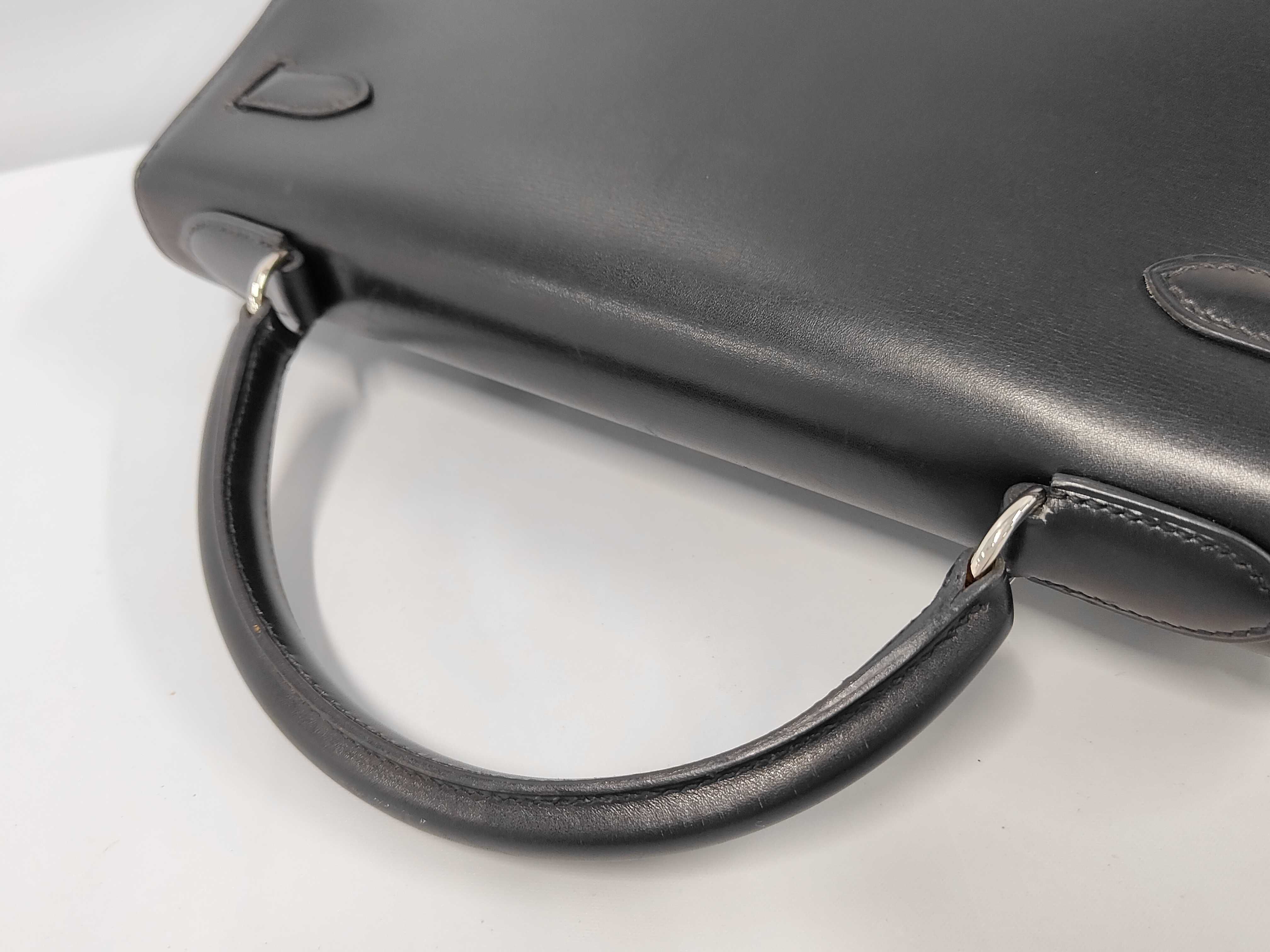 Kelly 32 D Box Calf Black Silver Hardware Handbag — view 5
