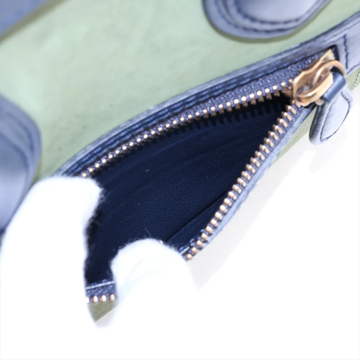 Luggage Micro Shopper Leather x Suede Handbag, Blue x Green — view 11