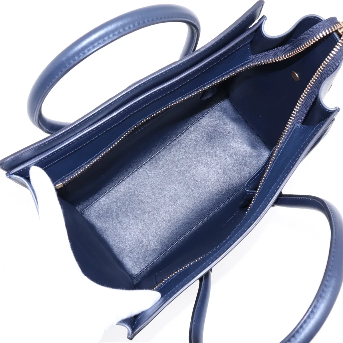Luggage Micro Shopper Leather x Suede Handbag, Blue x Green — view 7
