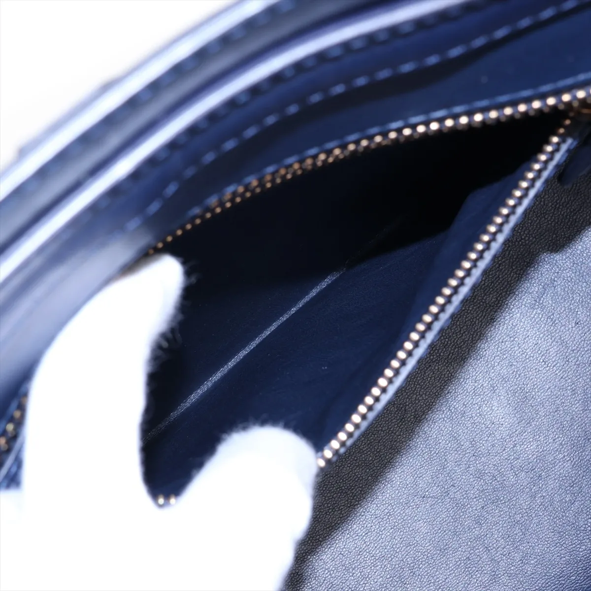 Luggage Micro Shopper Leather x Suede Handbag, Blue x Green — view 8