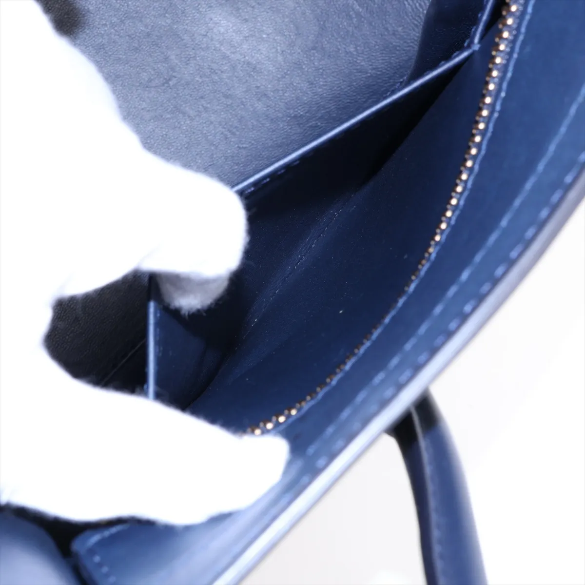 Luggage Micro Shopper Leather x Suede Handbag, Blue x Green — view 9