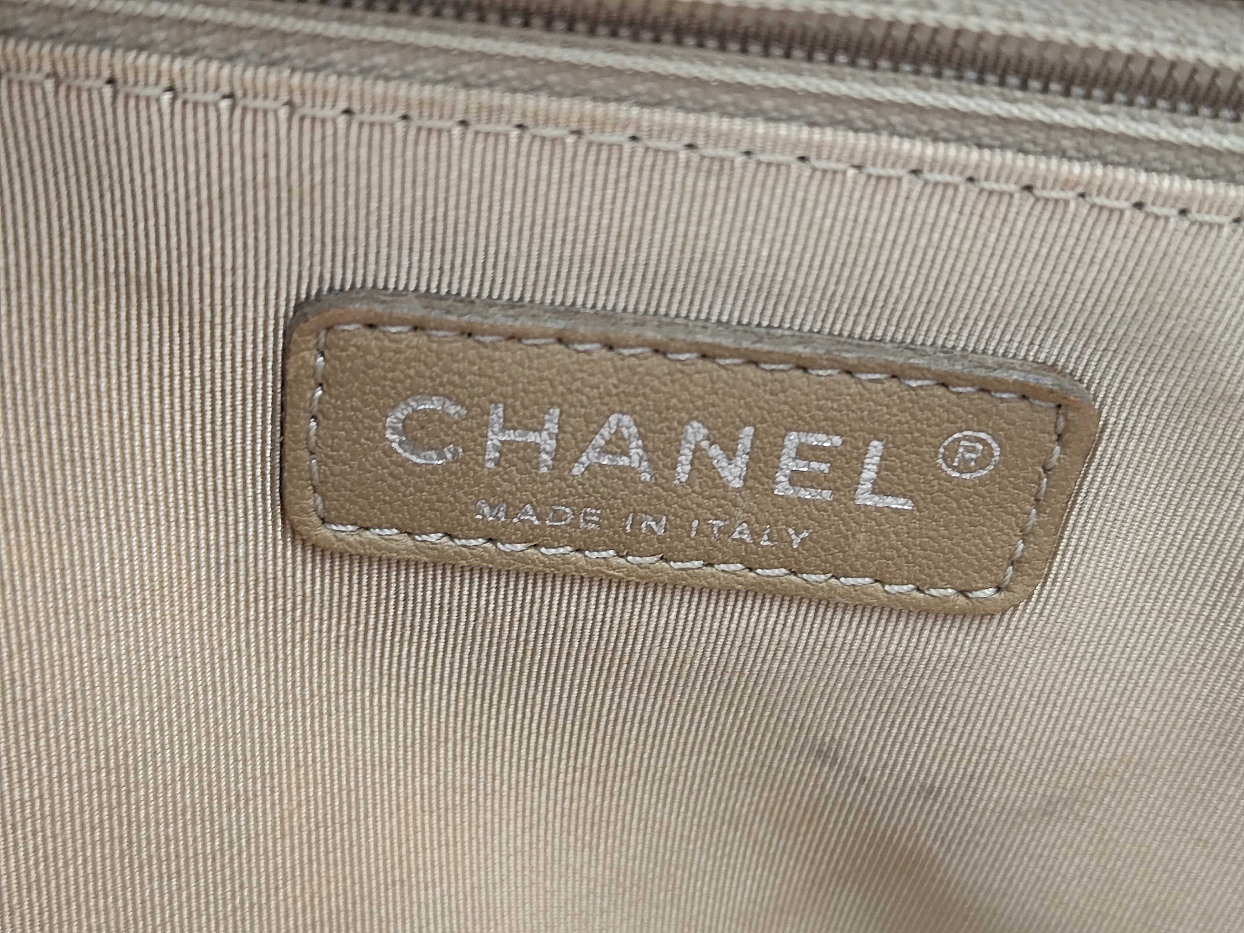 Black Caviar Leather Chain Tote Bag with Silver Hardware (Serial Number 15-series, A66871) — view 10