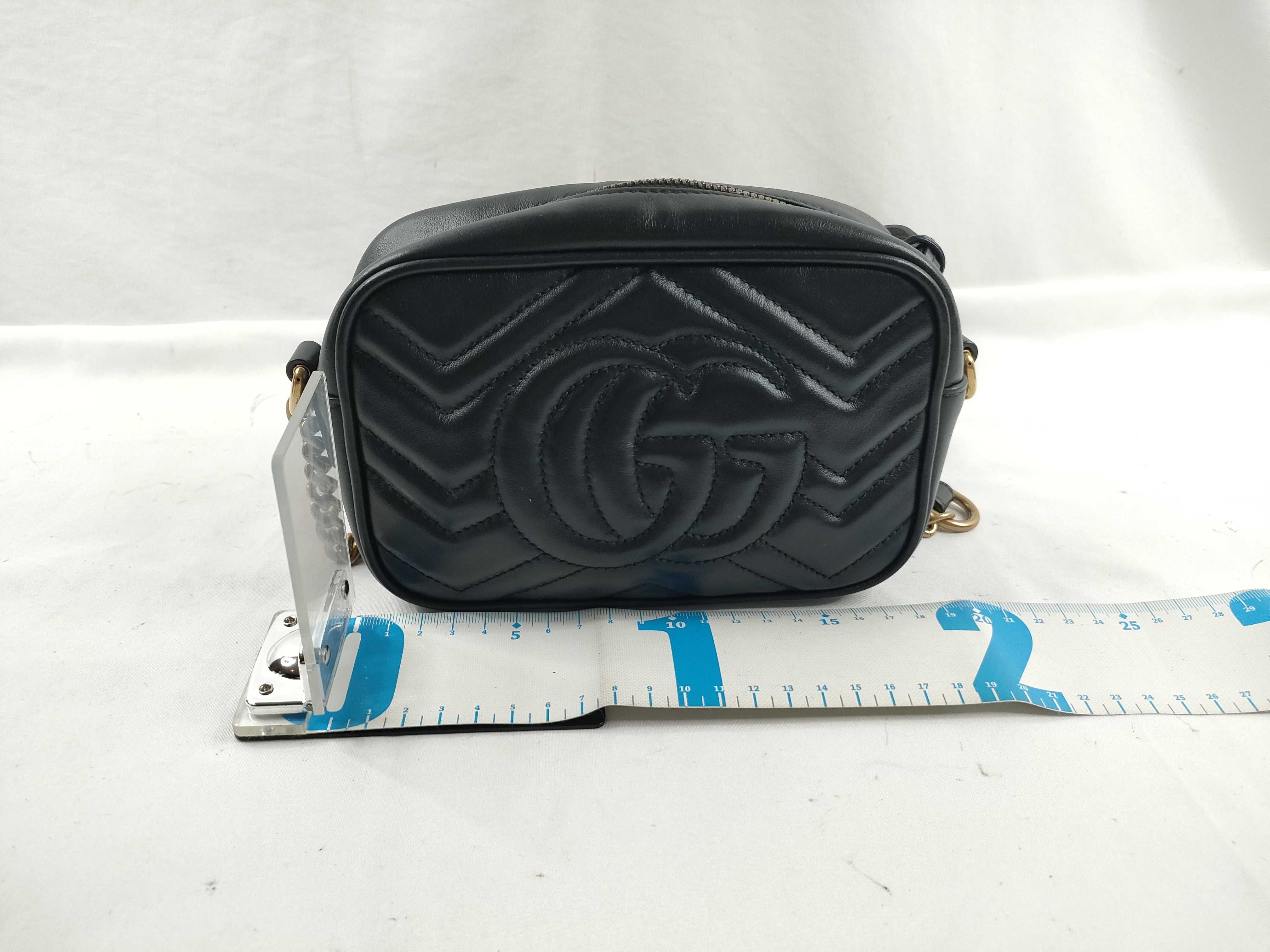 GG Marmont Leather Shoulder Bag, Black, Serial Number — view 2