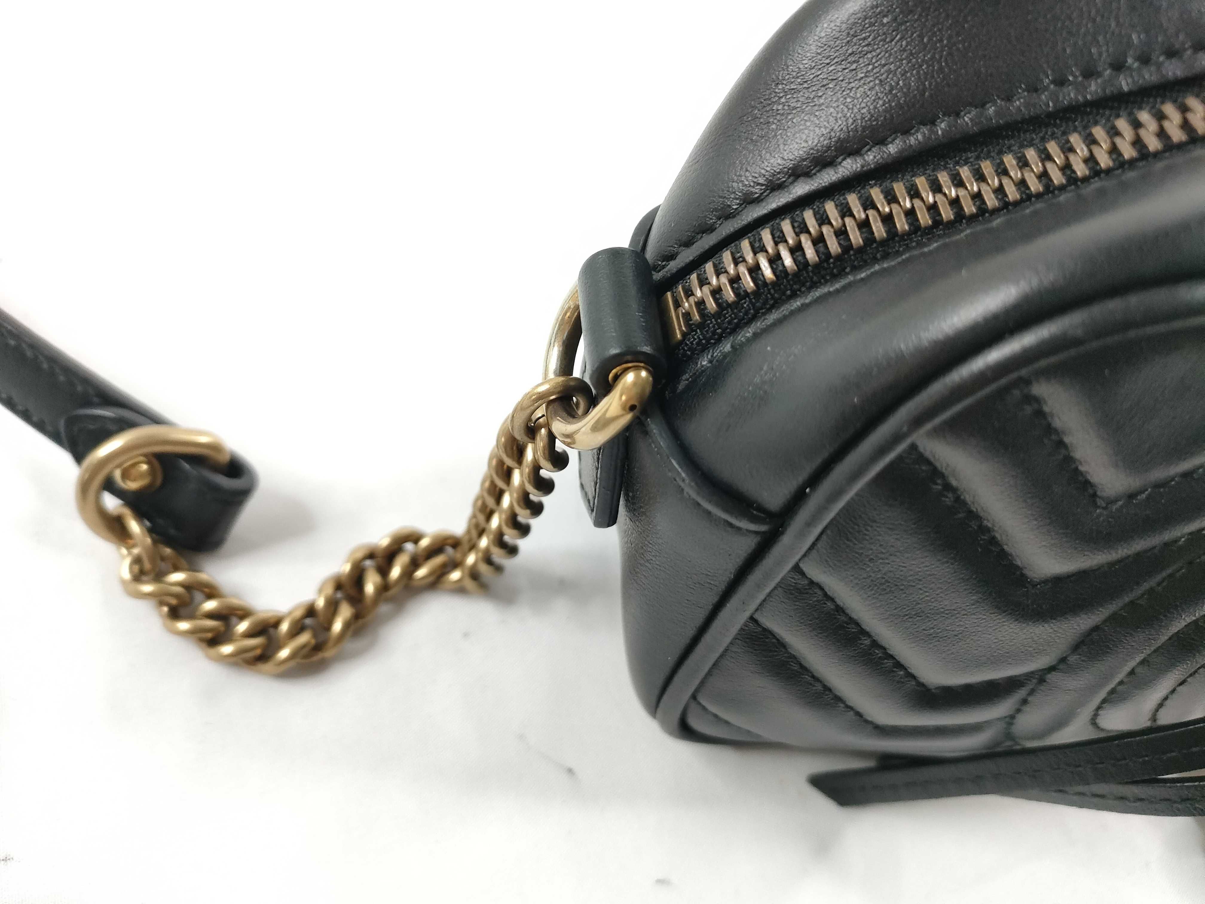 GG Marmont Leather Shoulder Bag, Black, Serial Number — view 8