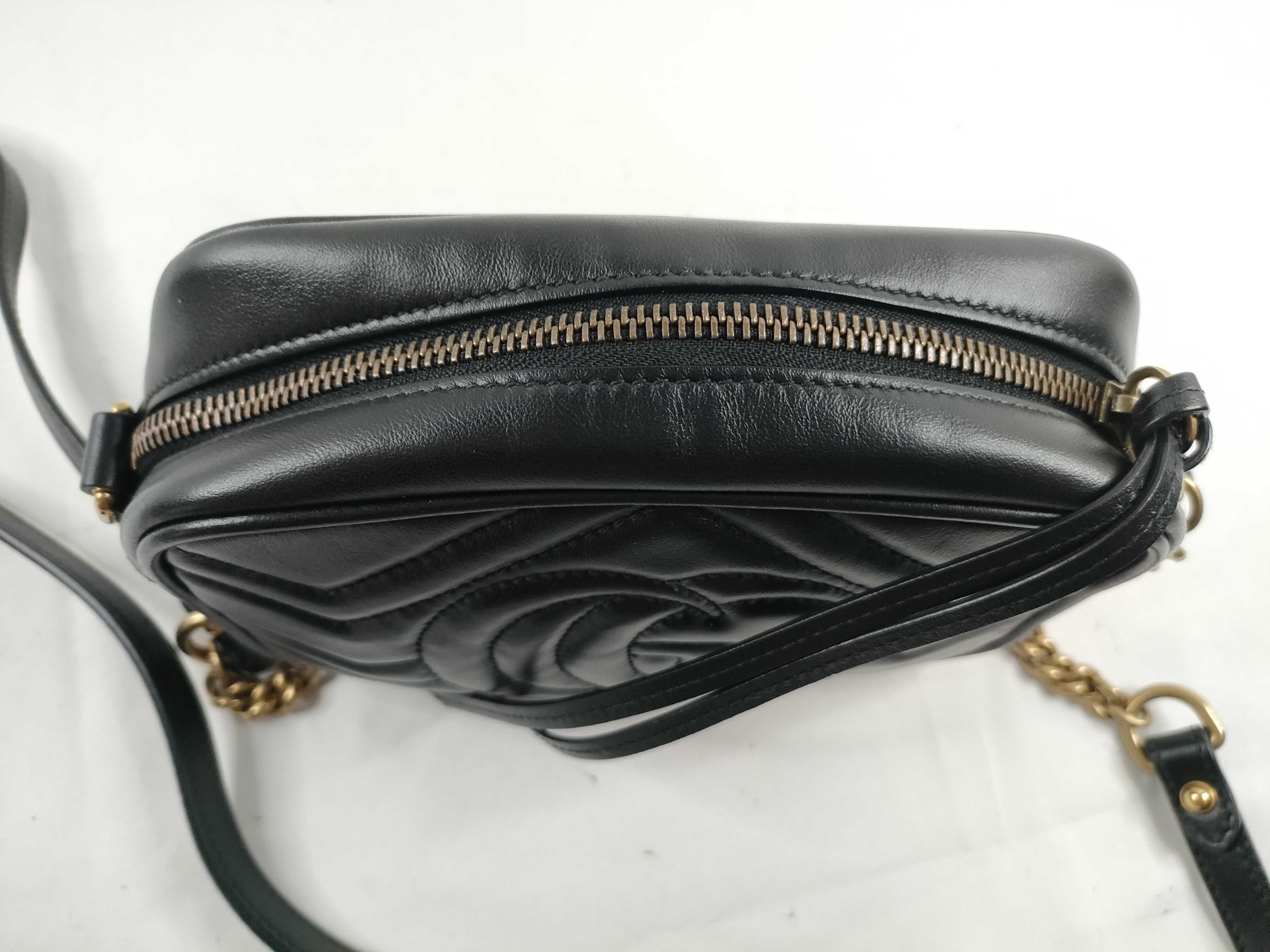 GG Marmont Leather Shoulder Bag, Black, Serial Number — view 9