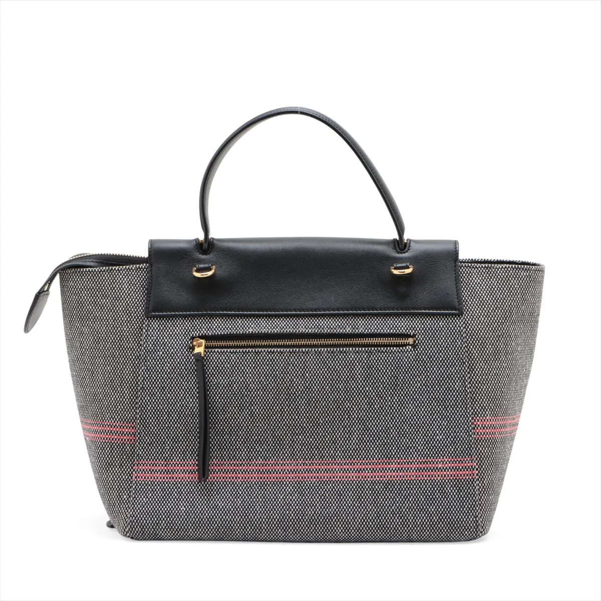 Belt Bag Mini Canvas x Leather 2-Way Handbag Gray x Black — view 2