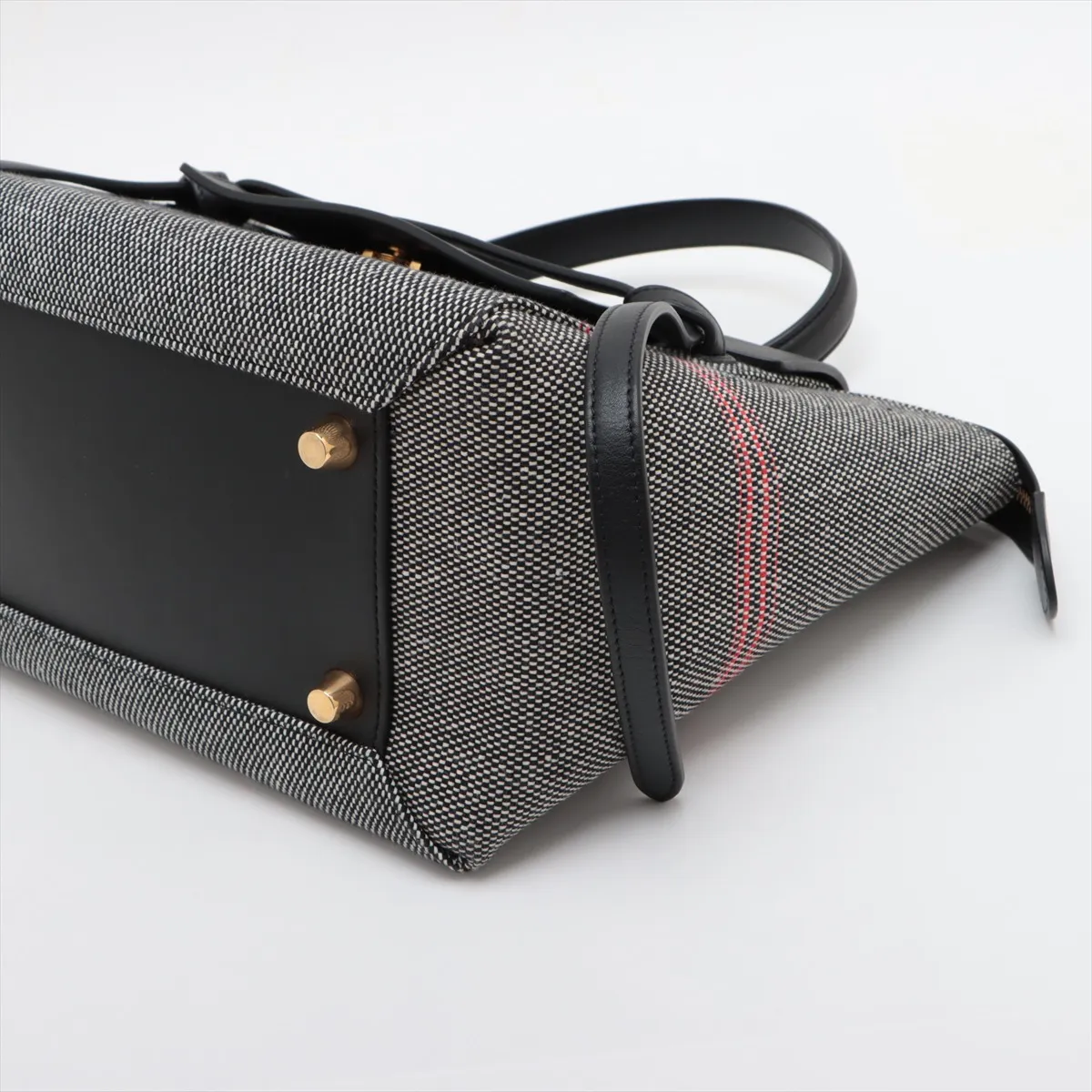 Belt Bag Mini Canvas x Leather 2-Way Handbag Gray x Black — view 3