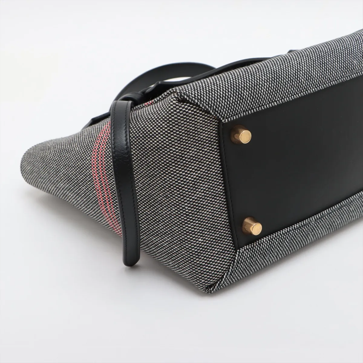 Belt Bag Mini Canvas x Leather 2-Way Handbag Gray x Black — view 4