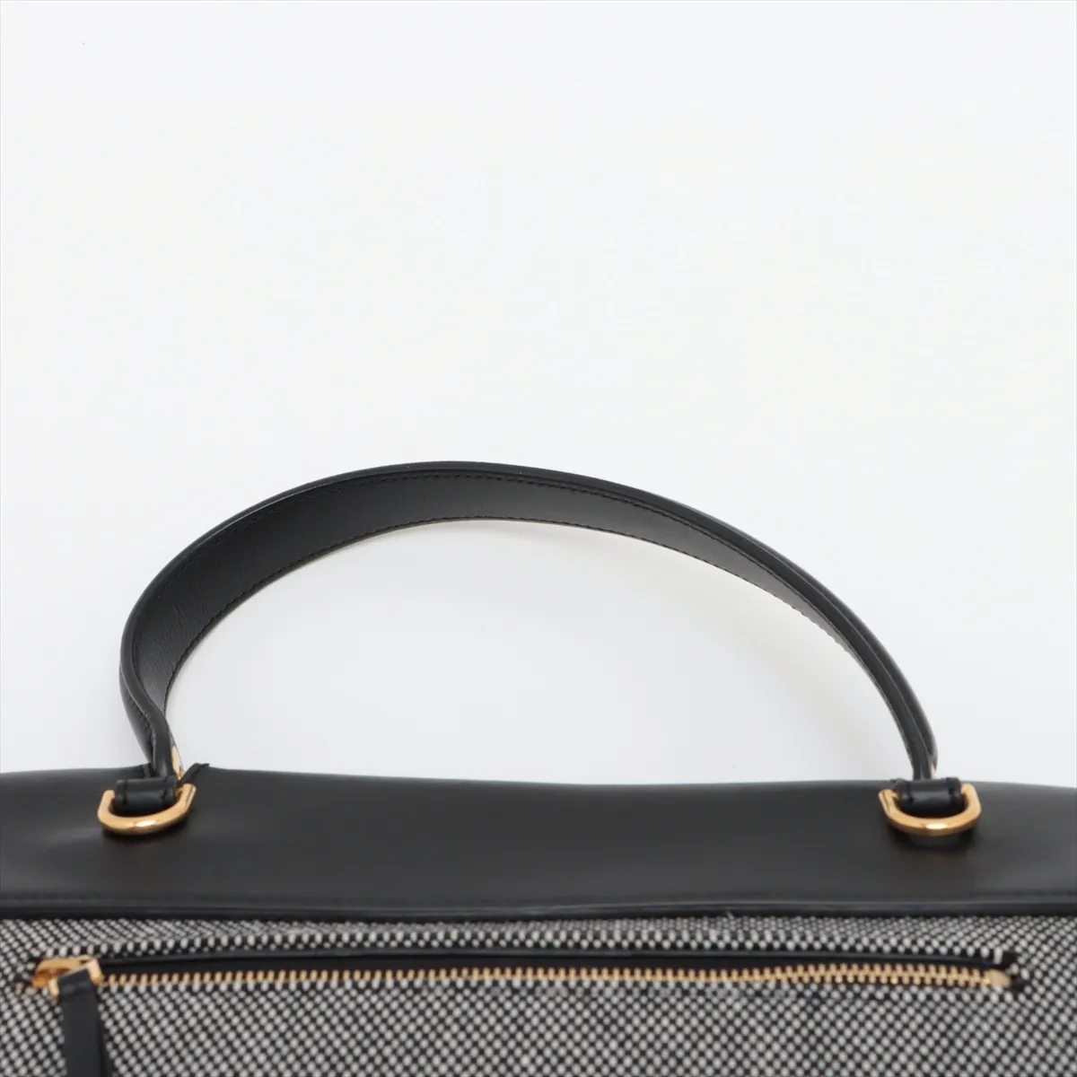 Belt Bag Mini Canvas x Leather 2-Way Handbag Gray x Black — view 6
