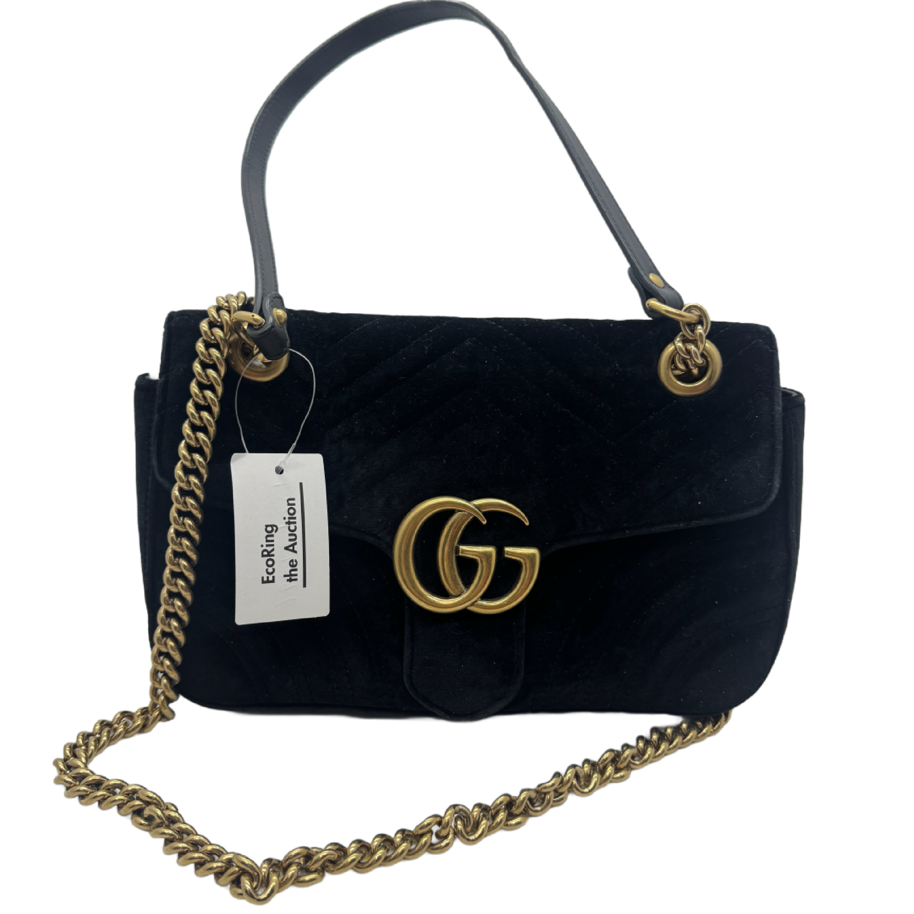 GG Marmont Velvet Small Shoulder Bag, Black