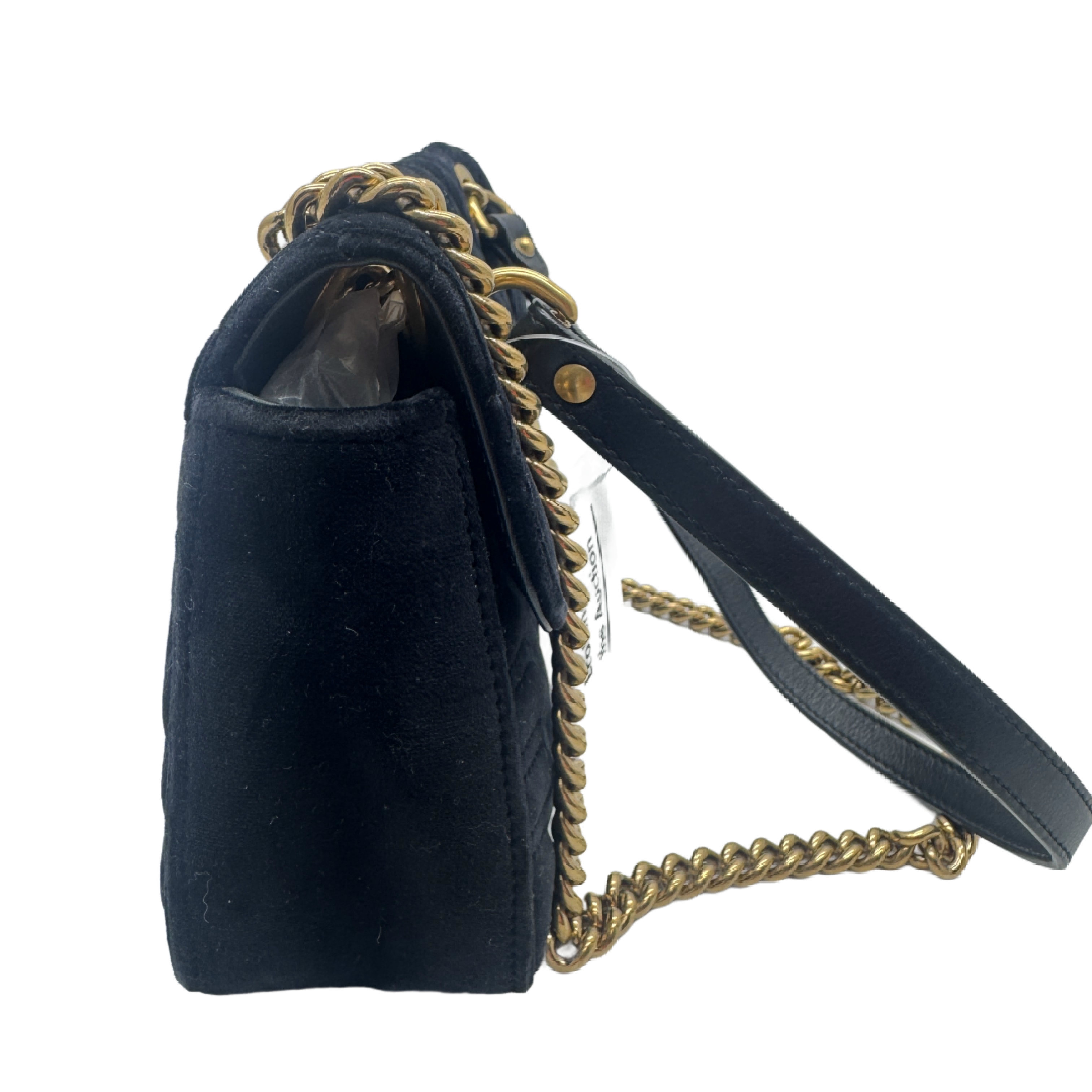 GG Marmont Velvet Small Shoulder Bag, Black — view 4