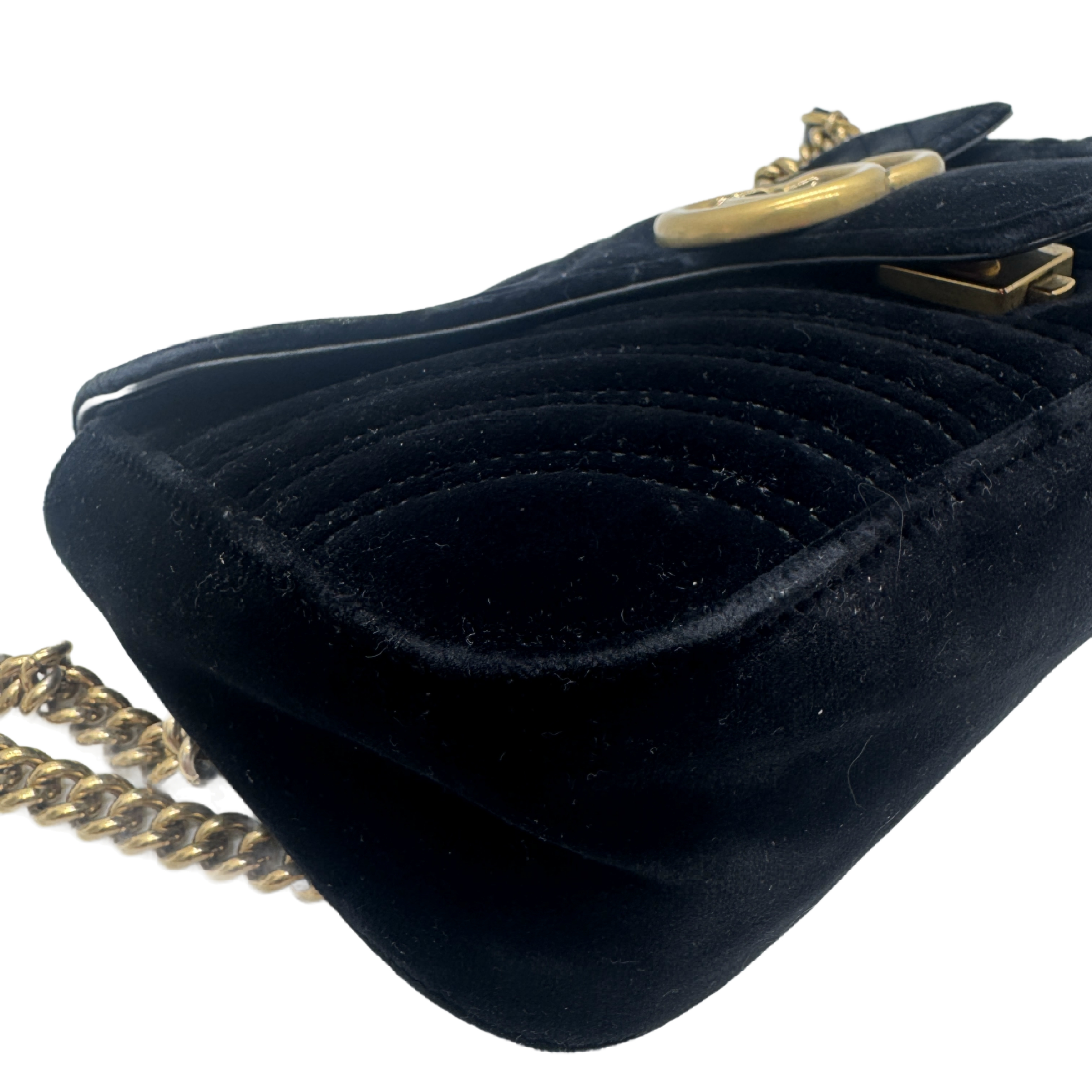 GG Marmont Velvet Small Shoulder Bag, Black — view 5