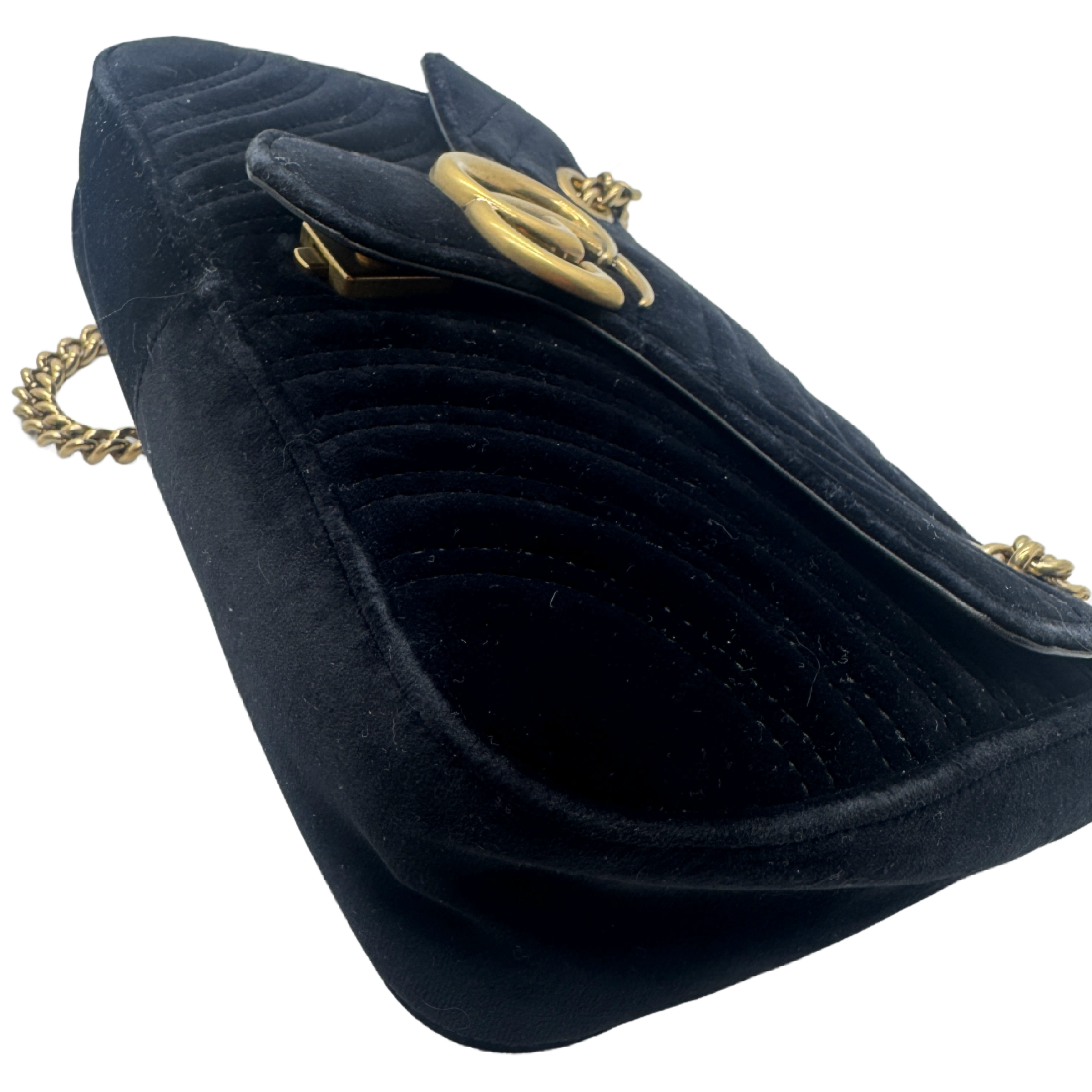 GG Marmont Velvet Small Shoulder Bag, Black — view 6