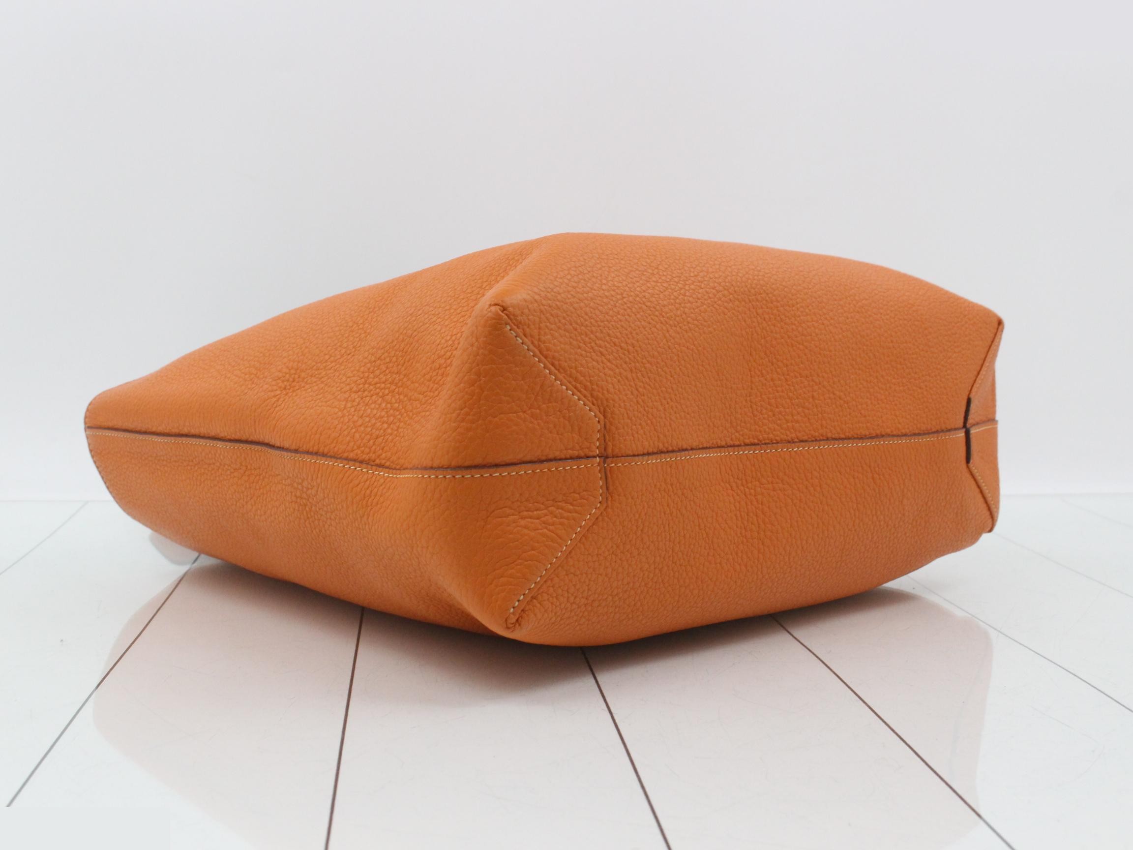 Double Sens Leather Tote Bag (?) with P stamp, Orange — view 5
