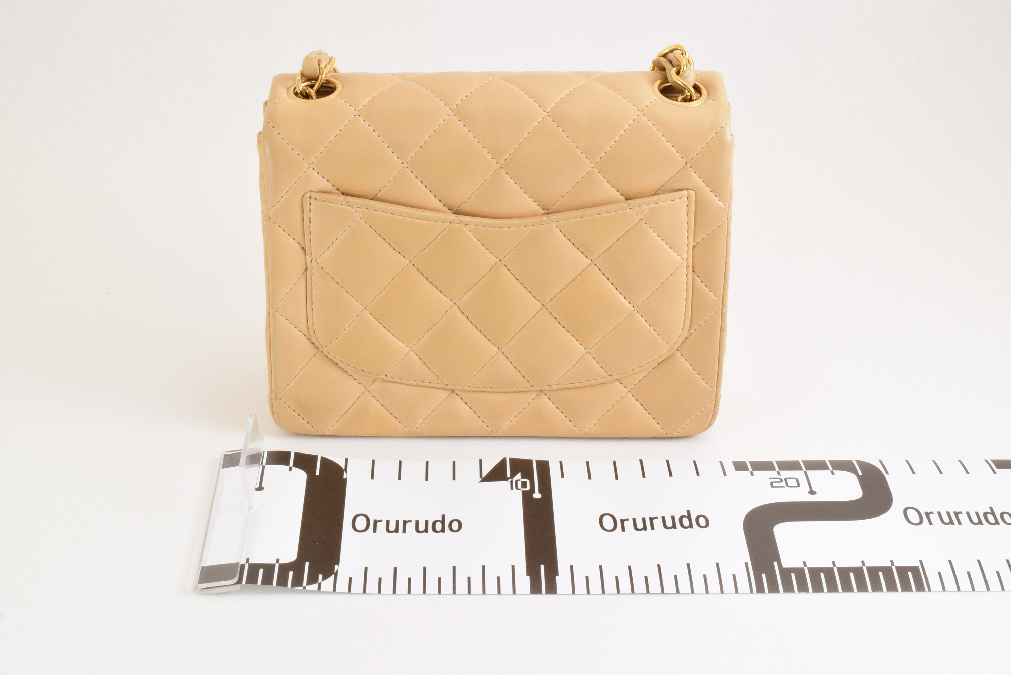 Matelassé Mini Chain Shoulder Bag, Beige — view 2