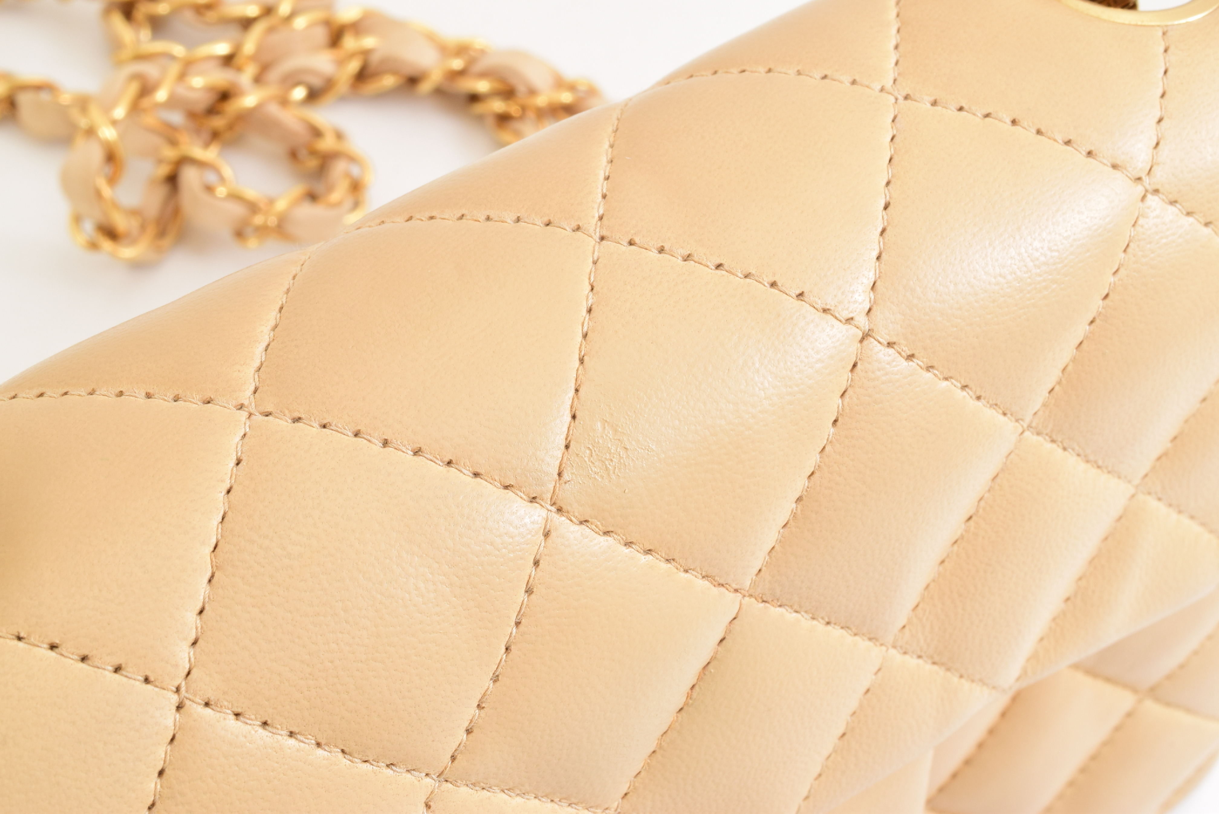 Matelassé Mini Chain Shoulder Bag, Beige — view 6