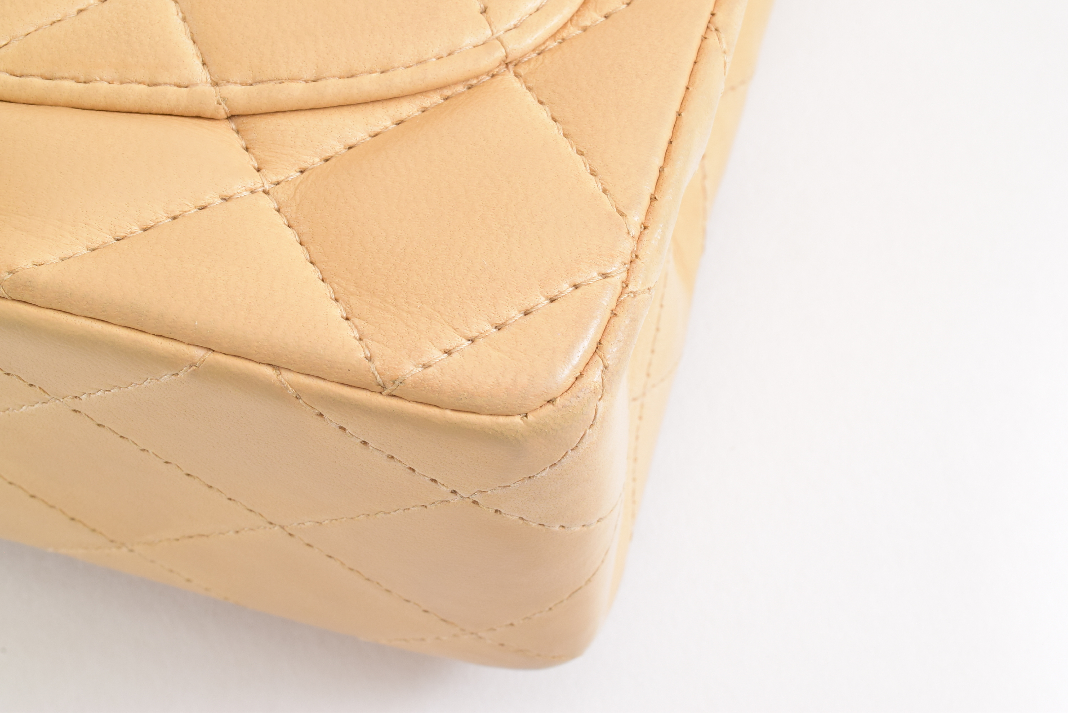 Matelassé Mini Chain Shoulder Bag, Beige — view 10