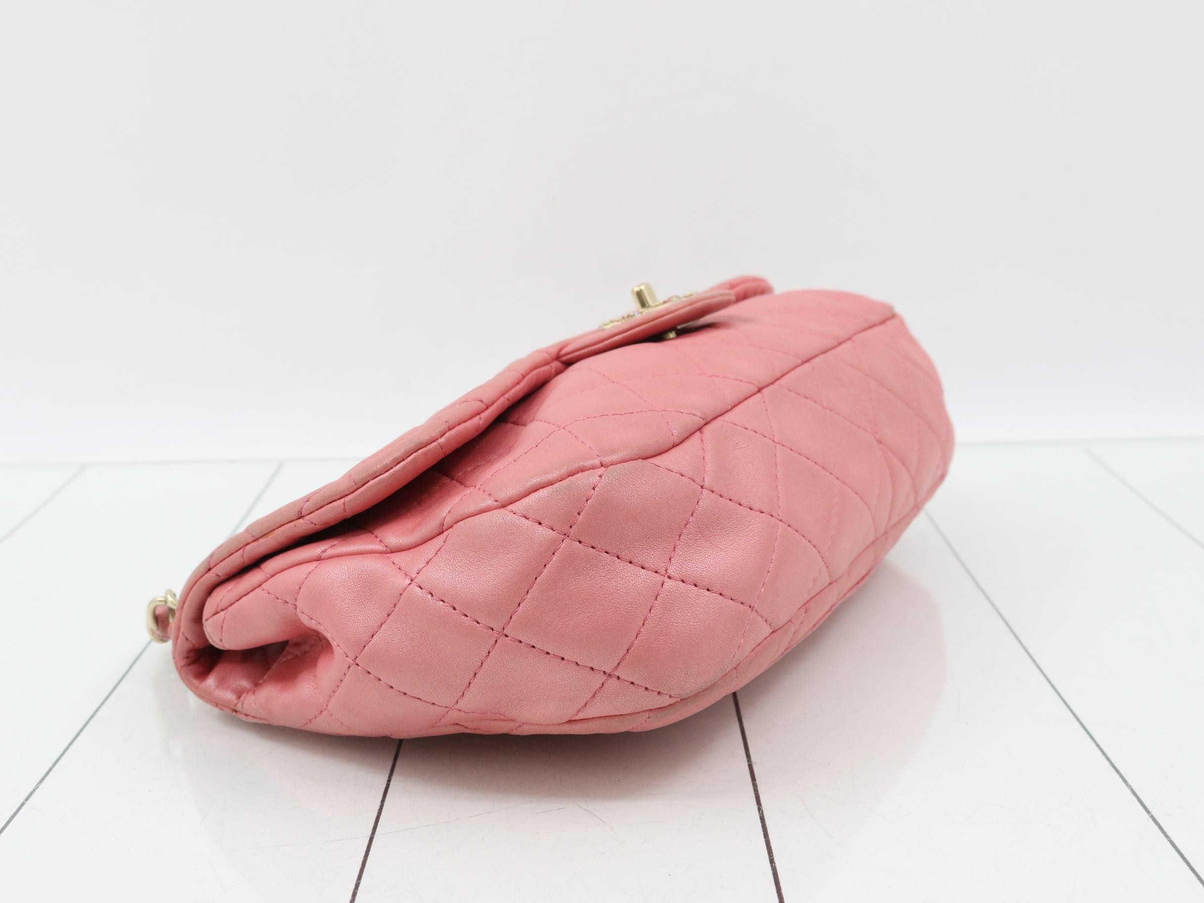 Matelassé Chain Shoulder Bag with Rhinestone Turnlock — view 5