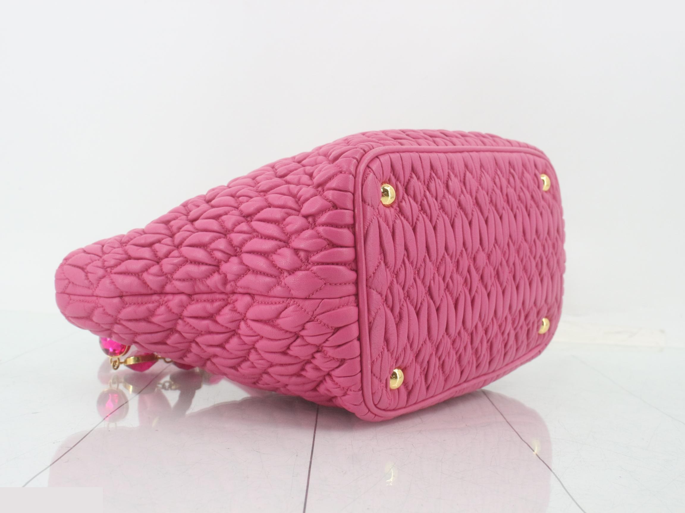 Matelassé (Bag) - 2-Way Bag with Long Strap, Rhinestone Embellishment, Pink — view 5