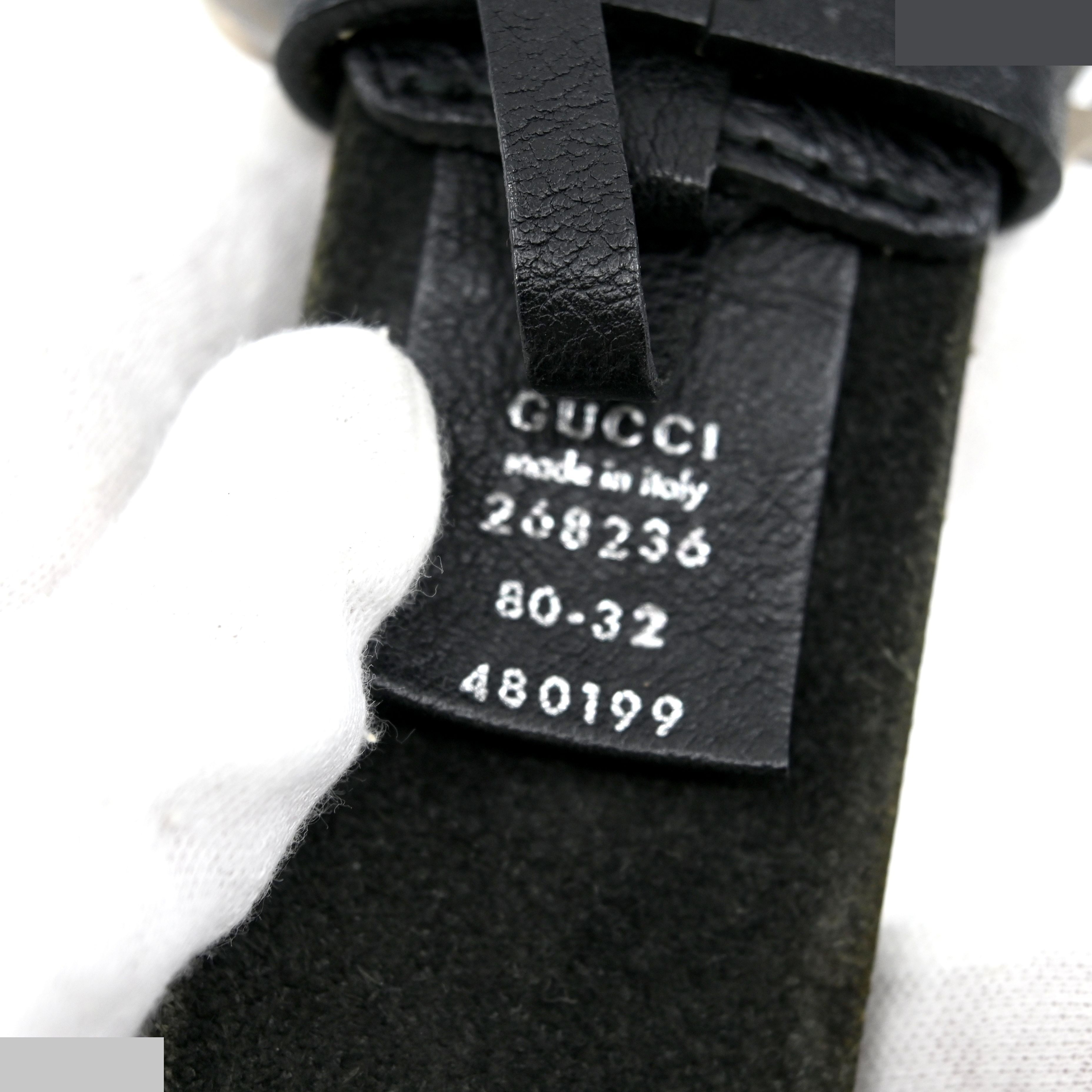 Crest buckle, silver hardware, black leather, 80/32 — view 6