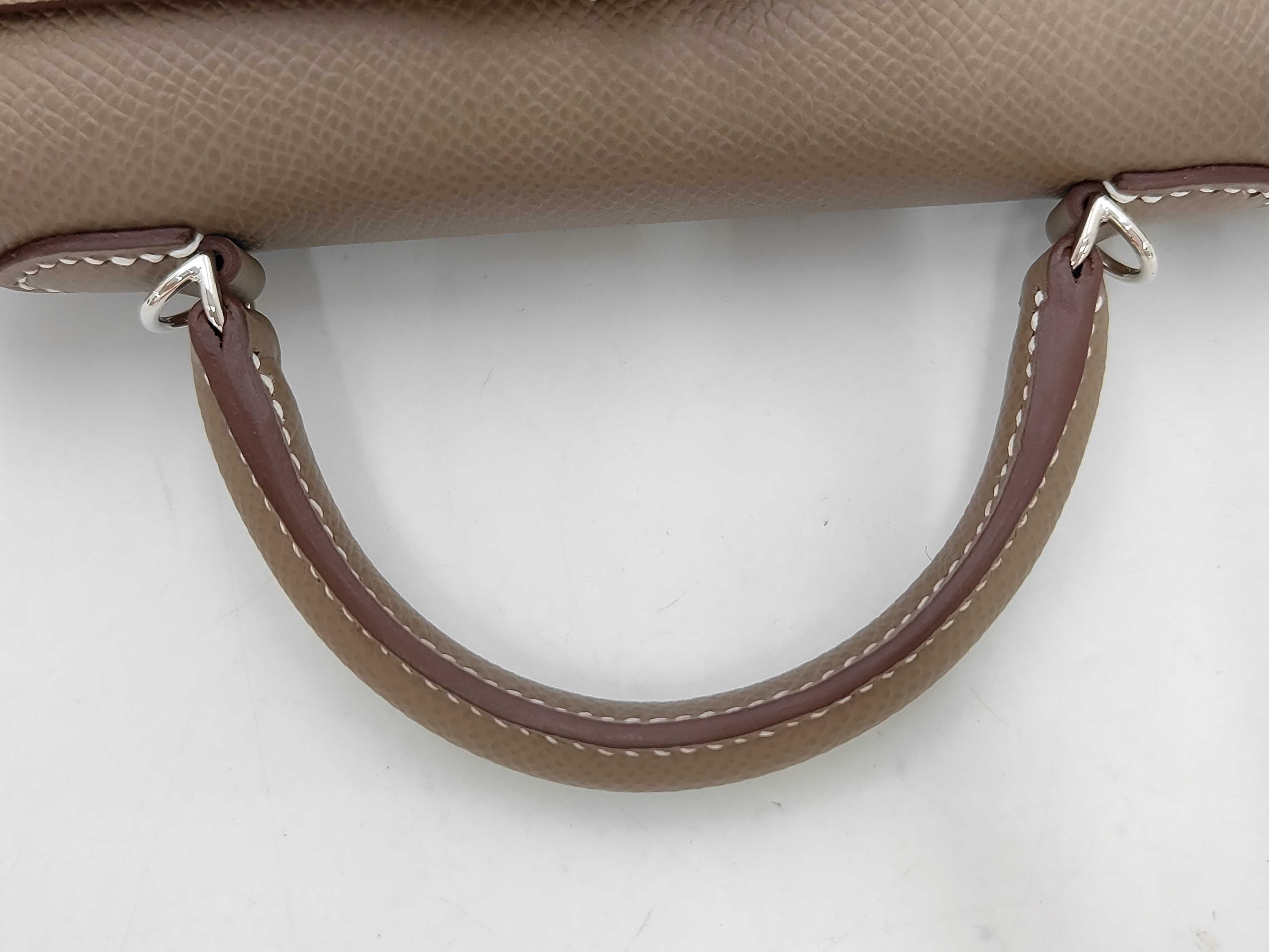 Kelly Mini Kelly Epsom Etoupe Silver Hardware G Stamp Handbag — view 5