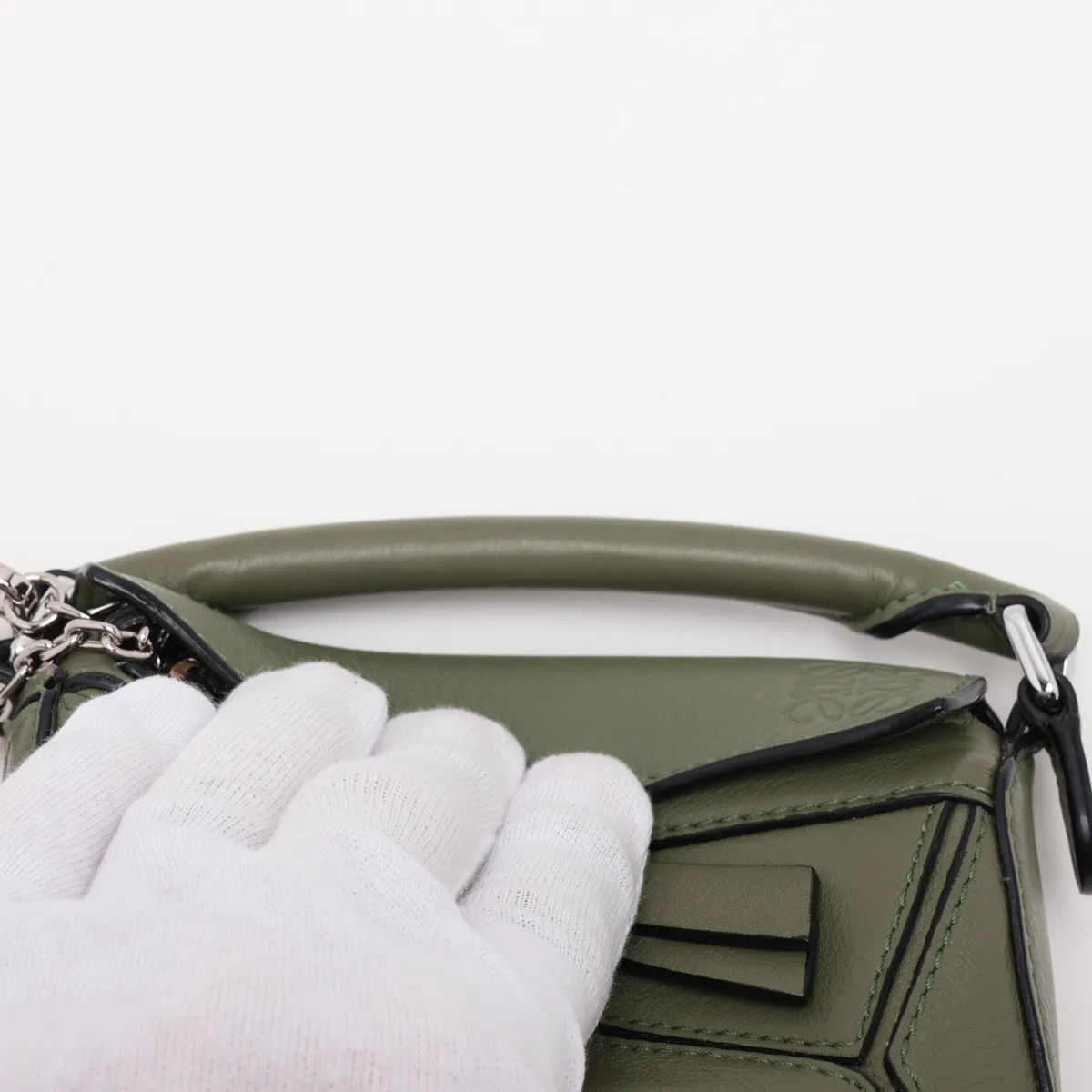Nano Puzzle Leather 2-Way Shoulder Bag, Green — view 6