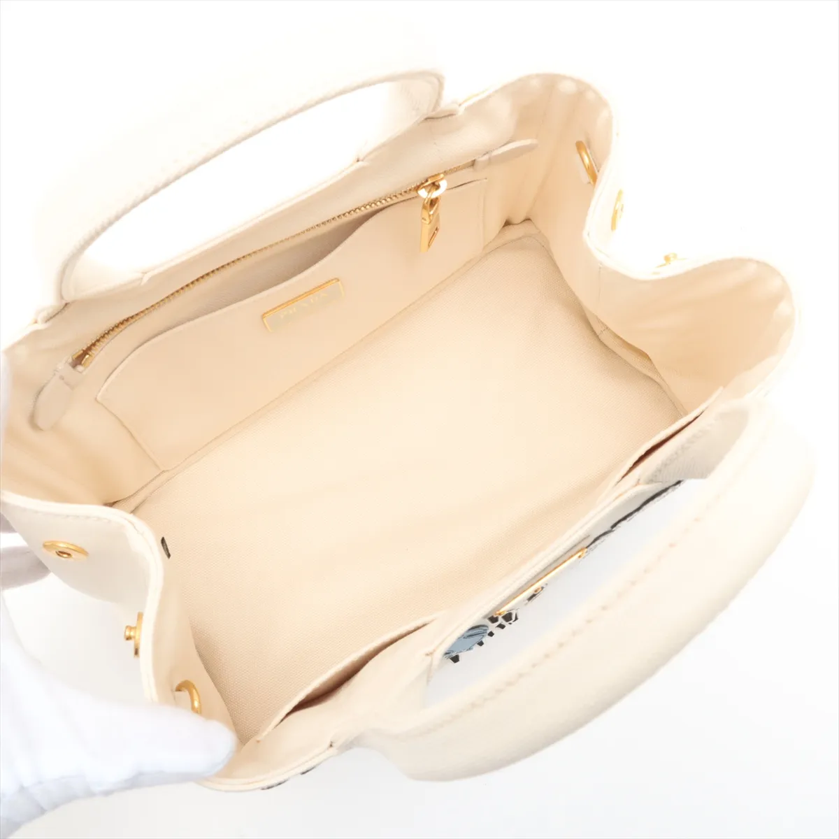 Canapa Canvas x Leather 2WAY Handbag White 1BG439 — view 8